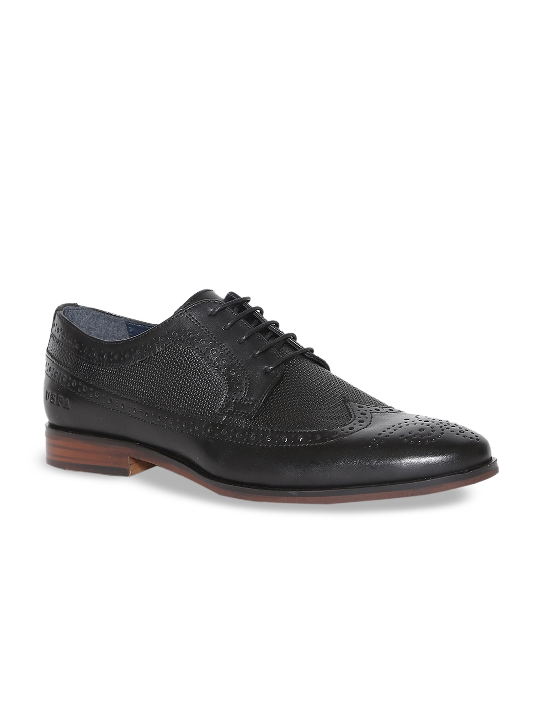 

U.S. Polo Assn. Men Black Leather Brogues
