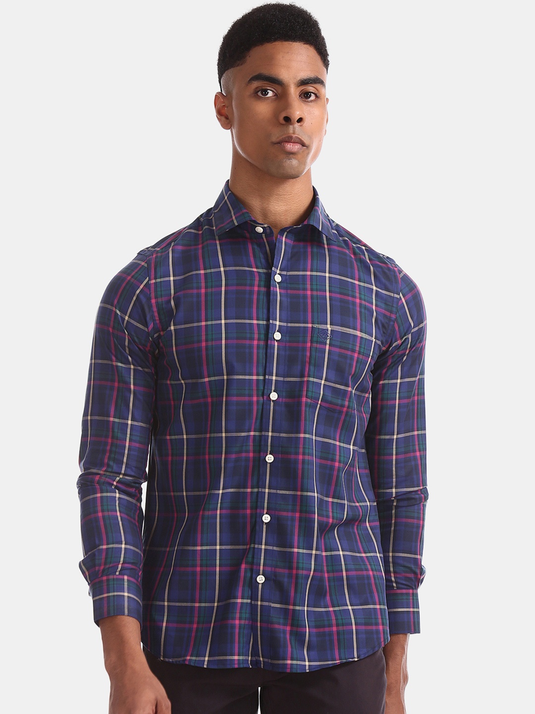 

Arrow Sport Men Blue & Green Slim Fit Checked Casual Shirt