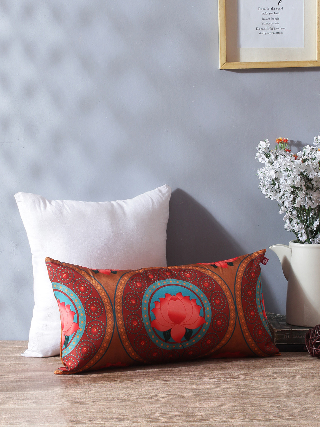 

India Circus by Krsnaa Mehta Orange Single Floral Rectangle Cushion Cover