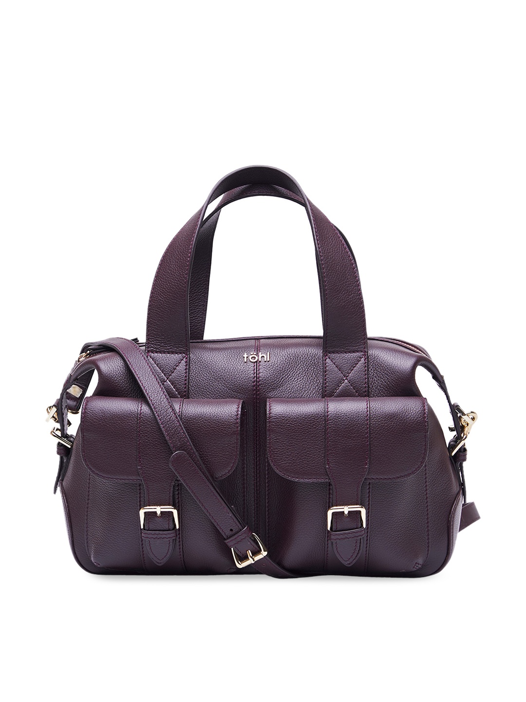

tohl Purple Solid Leather Handheld Bag