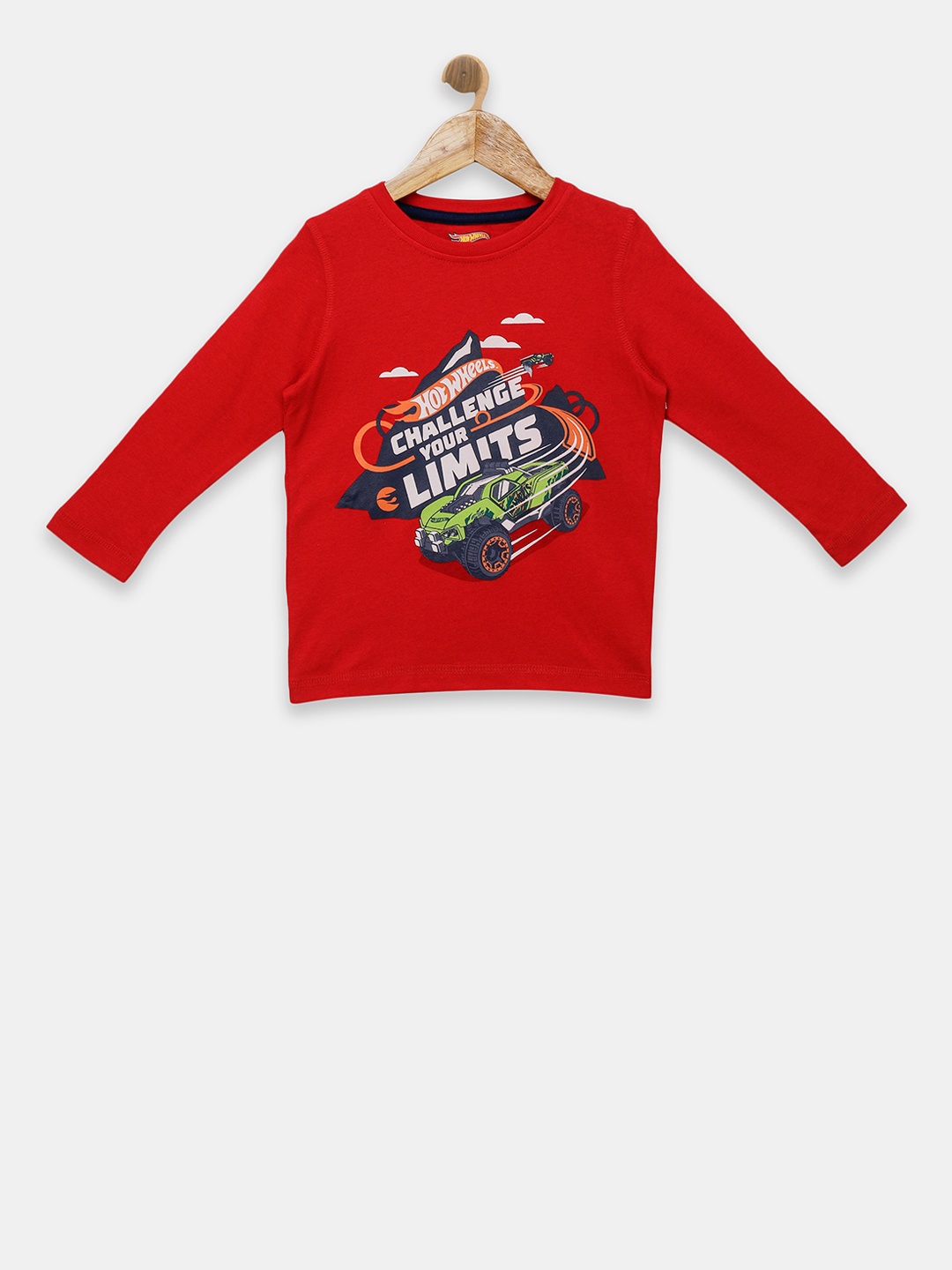 

toothless Boys Red Hot wheels Printed Round Neck T-shirt