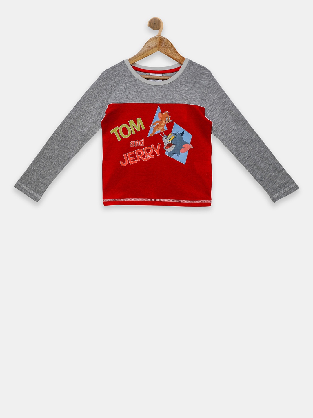 

toothless Boys Red & Grey Tom & Jerry Printed T-shirt