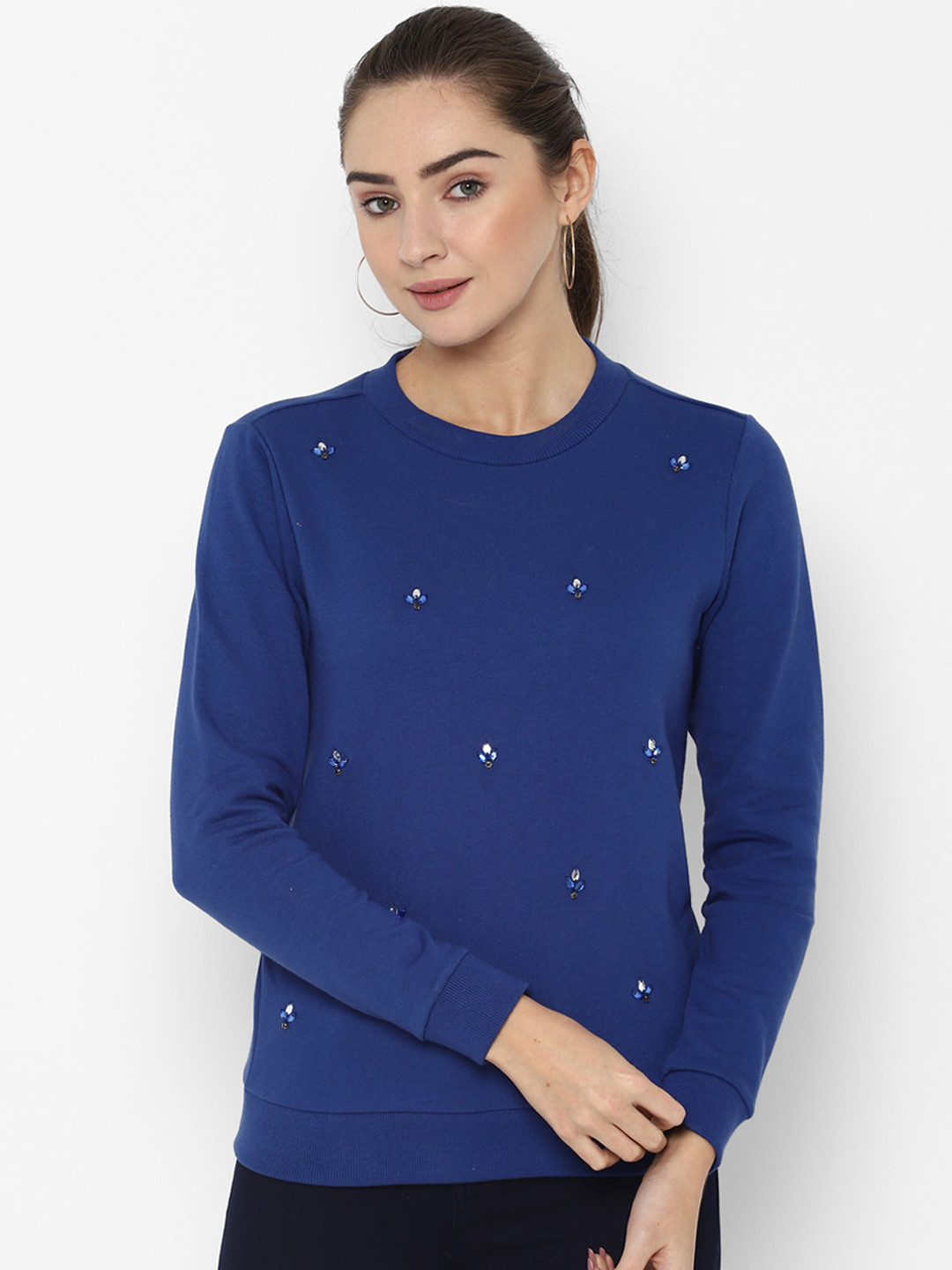 

Allen Solly Woman Navy Blue Self Design Sweatshirt