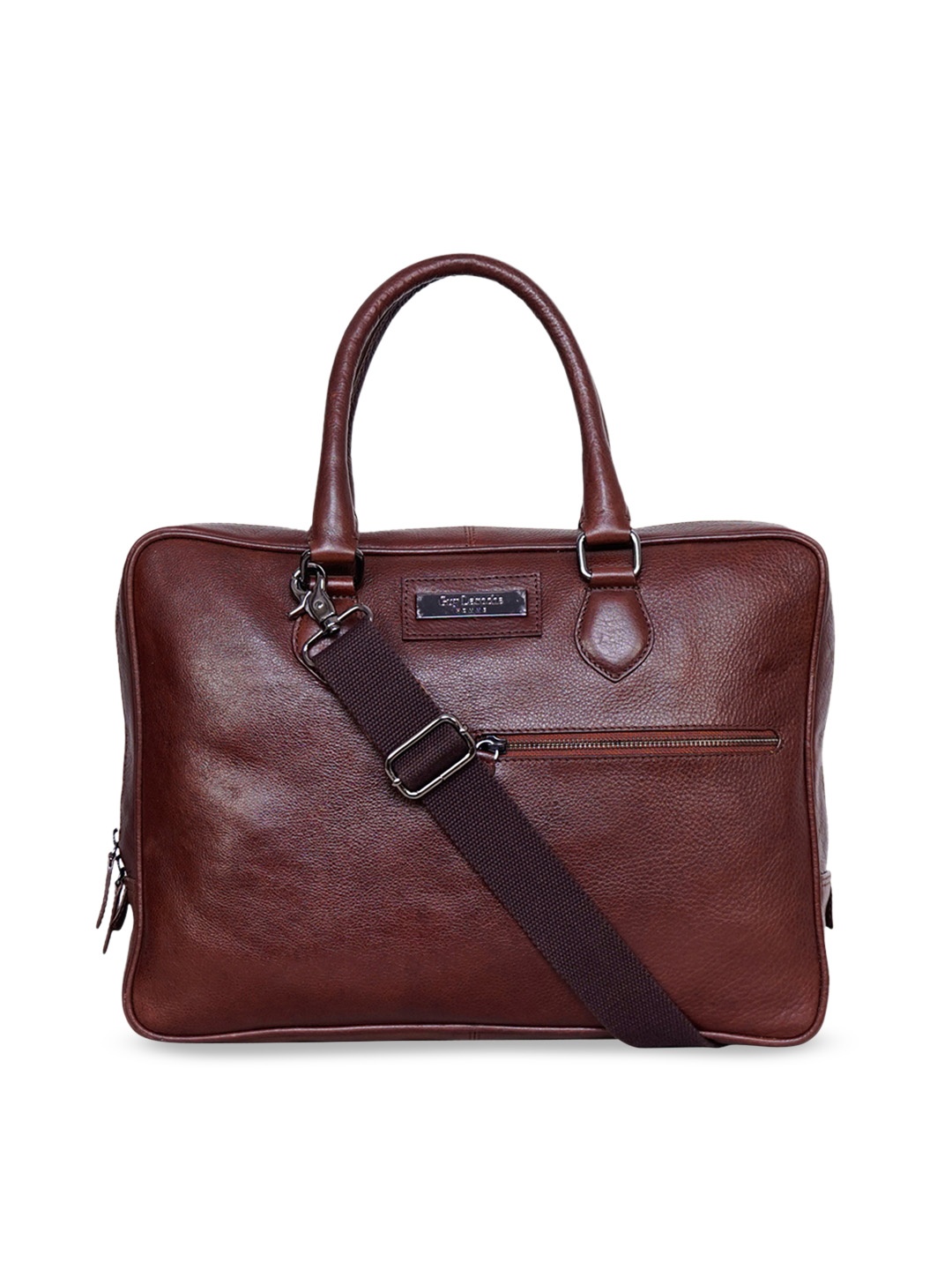 

Justanned Men Brown Solid Leather Laptop Bag