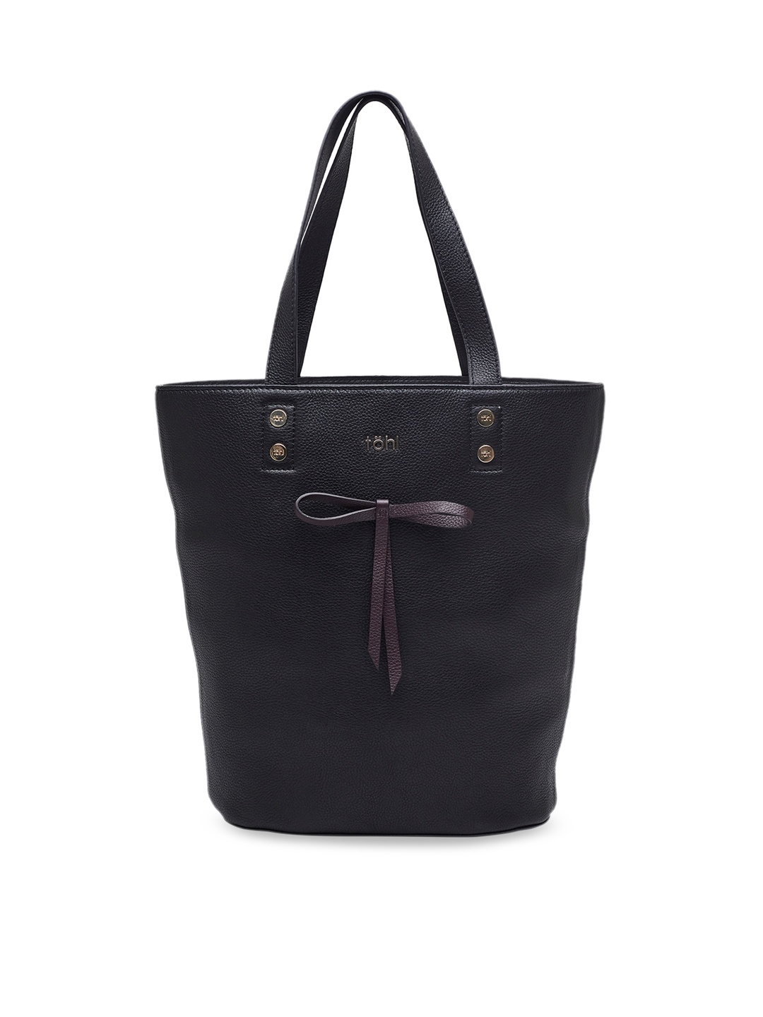 

tohl Black Solid Leather Shoulder Bag