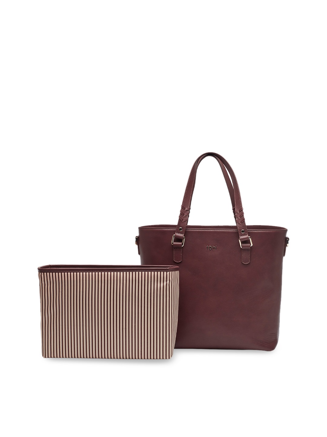 

tohl Brown Solid Leather Handheld Bag