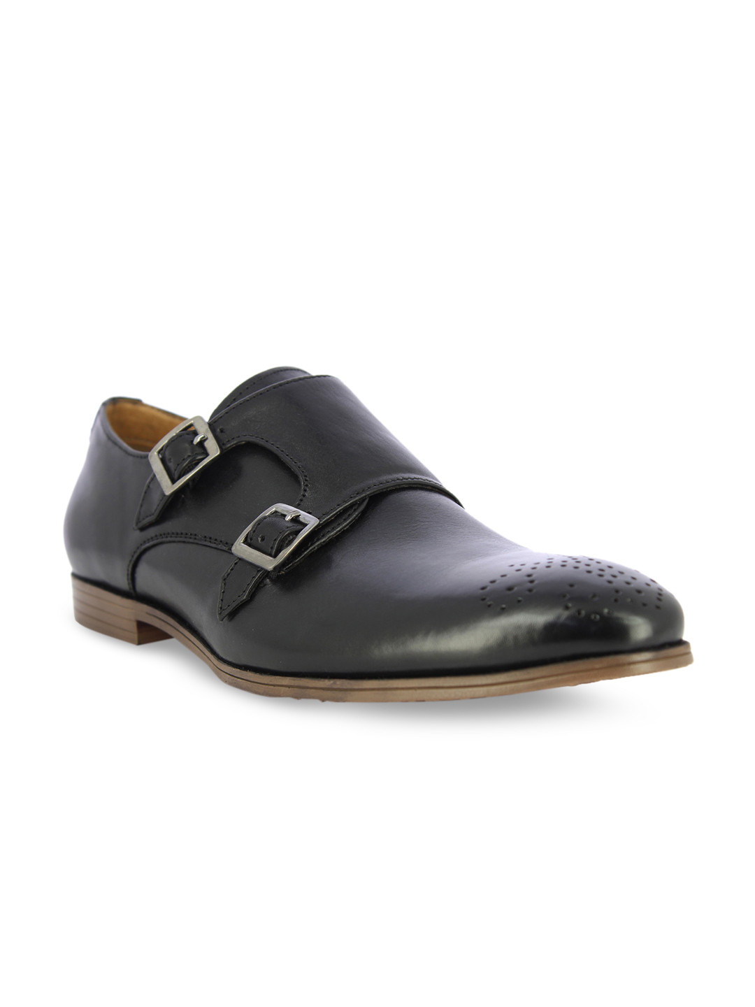 

Alberto Torresi Men Black Solid Leather Monk Shoes