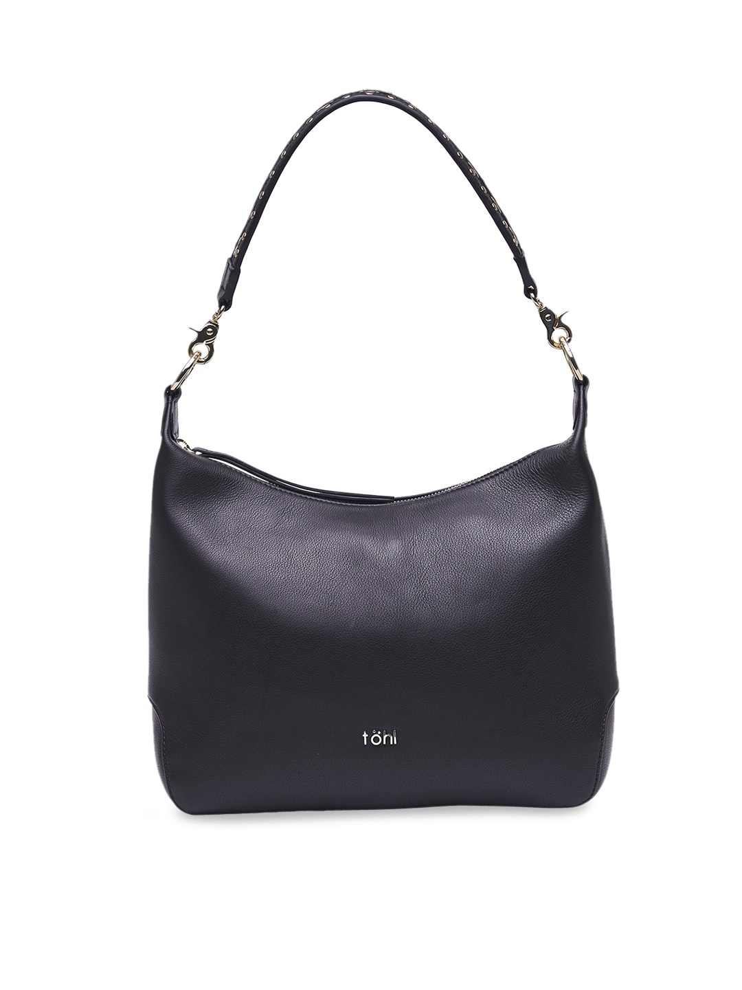 

tohl Black Solid Leather Handheld Bag