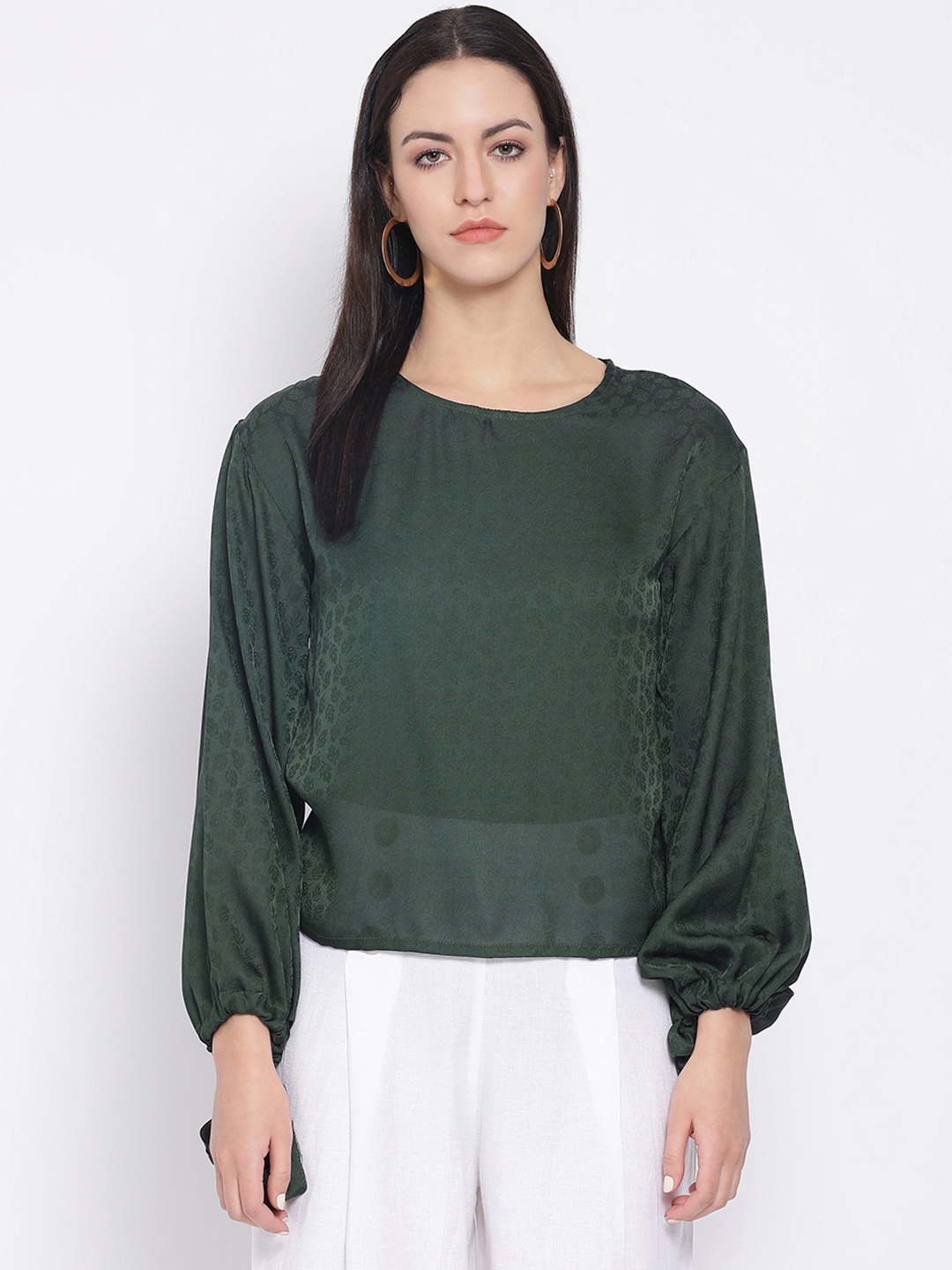 

Oxolloxo Women Green Self Design Top