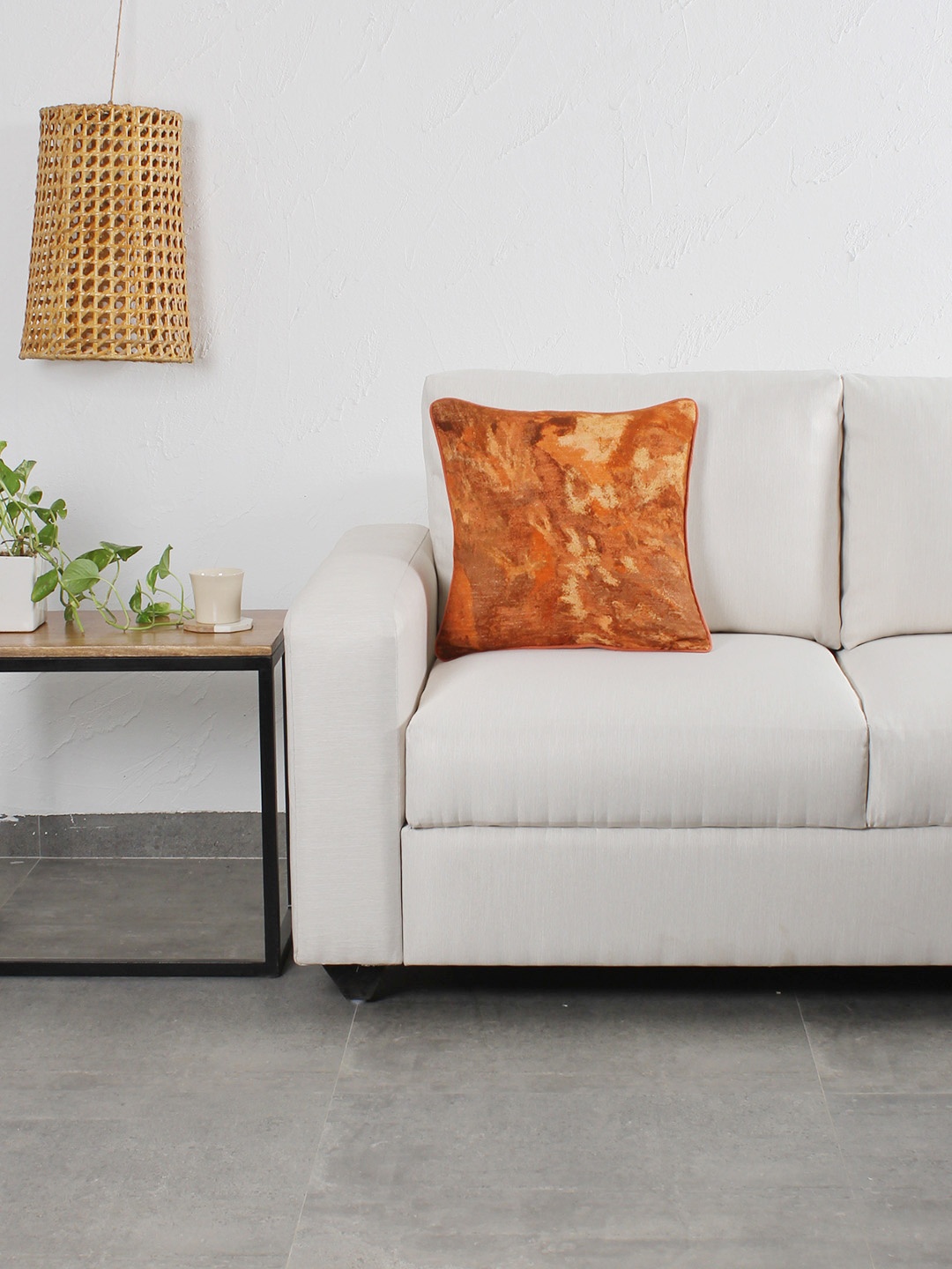 House This Rust Brown Single Abstract Square Cushion Cover