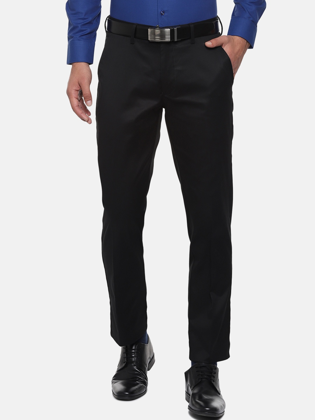 

Louis Philippe Men Black Regular Fit Solid Formal Trousers