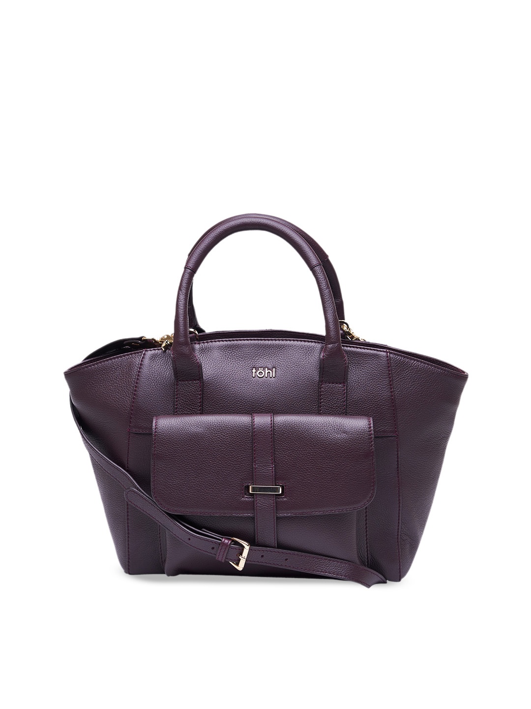 

tohl Burgundy Solid Leather Handheld Bag