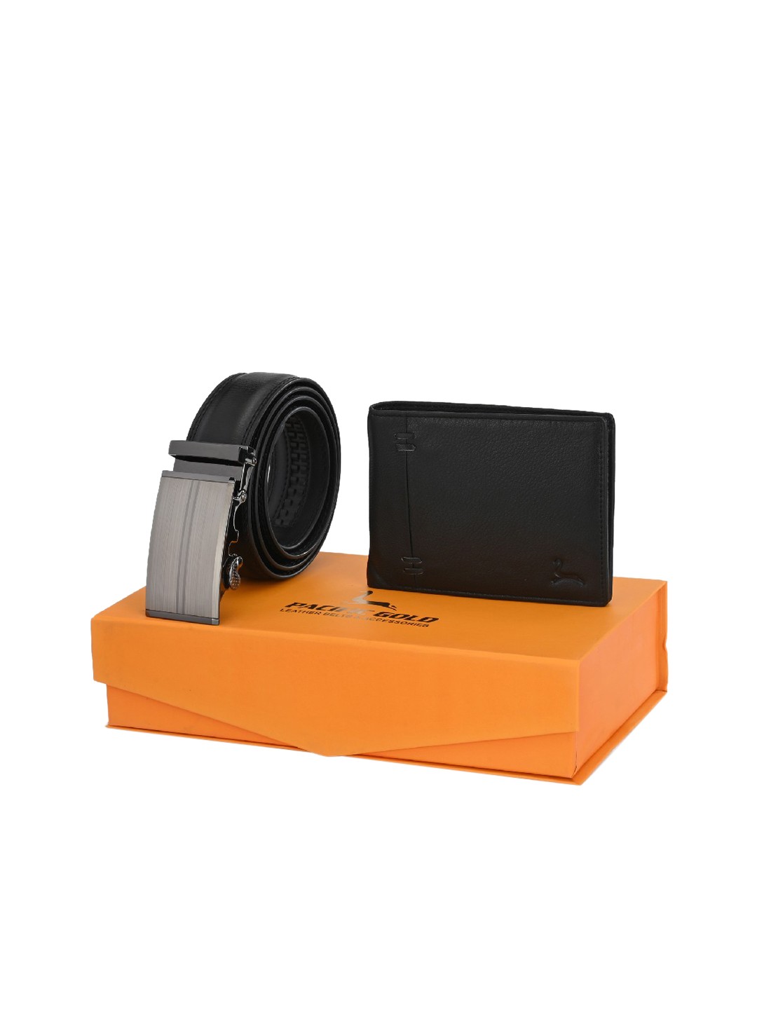 

Pacific Gold Men Black Belt & Wallet Accessory Gift Set