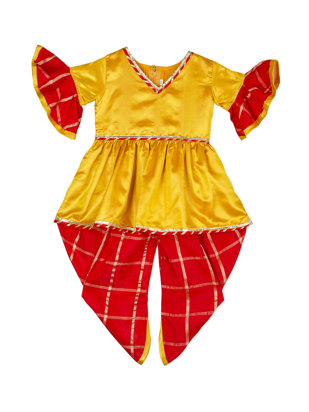 

KID1 Girls Yellow & Red Solid Kurta with Dhoti Pants