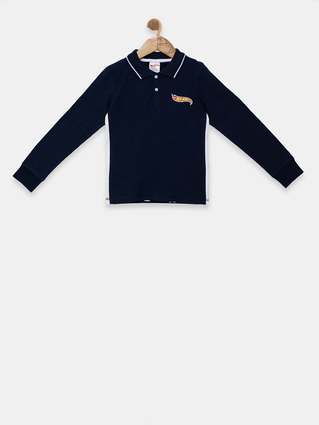 

toothless Boys Navy Blue Hot Wheels Printed Polo Collar Pure Cotton T-shirt