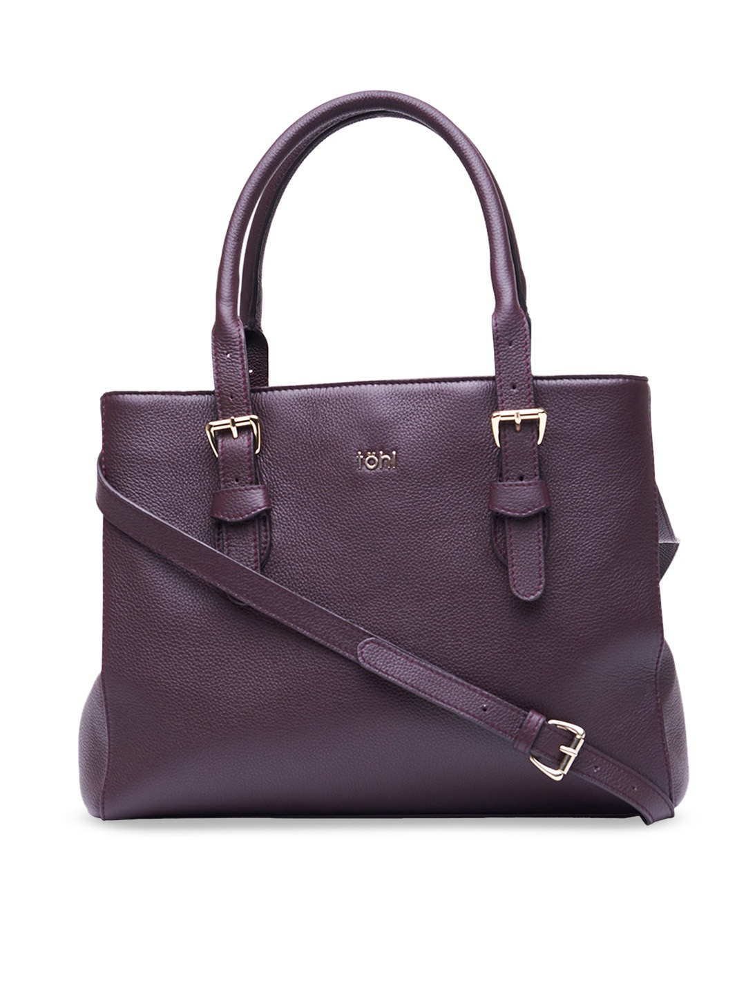 

tohl Burgundy Solid Leather Handheld Bag
