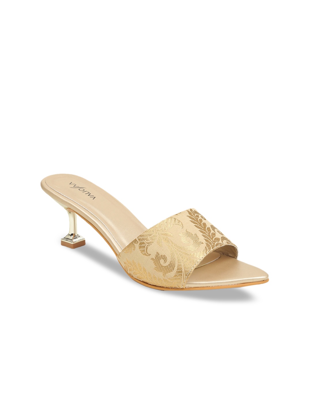 

VALIOSAA Women Gold-Toned Woven Design Heels