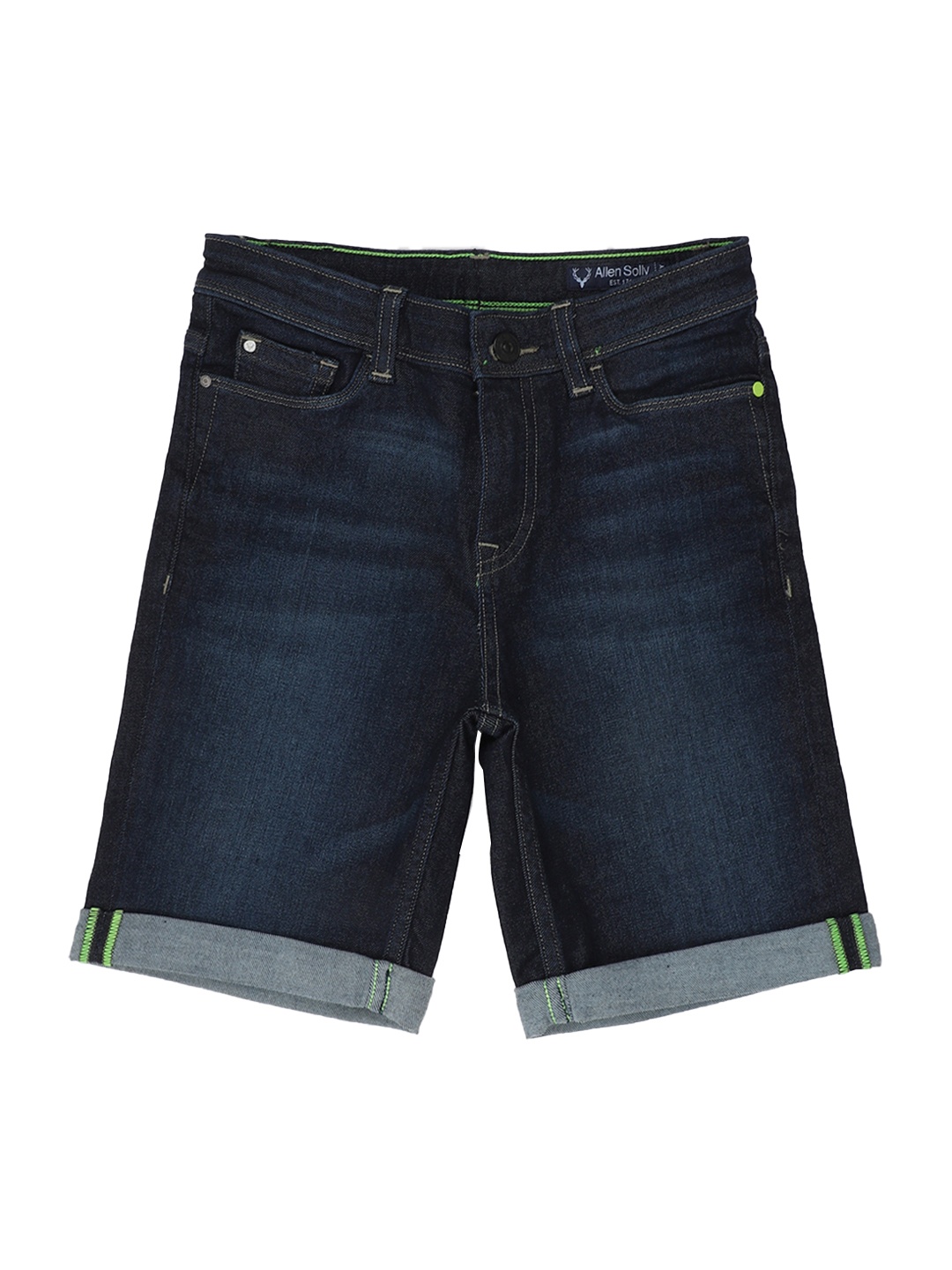 

Allen Solly Junior Boys Navy Blue Washed Regular Fit Denim Shorts