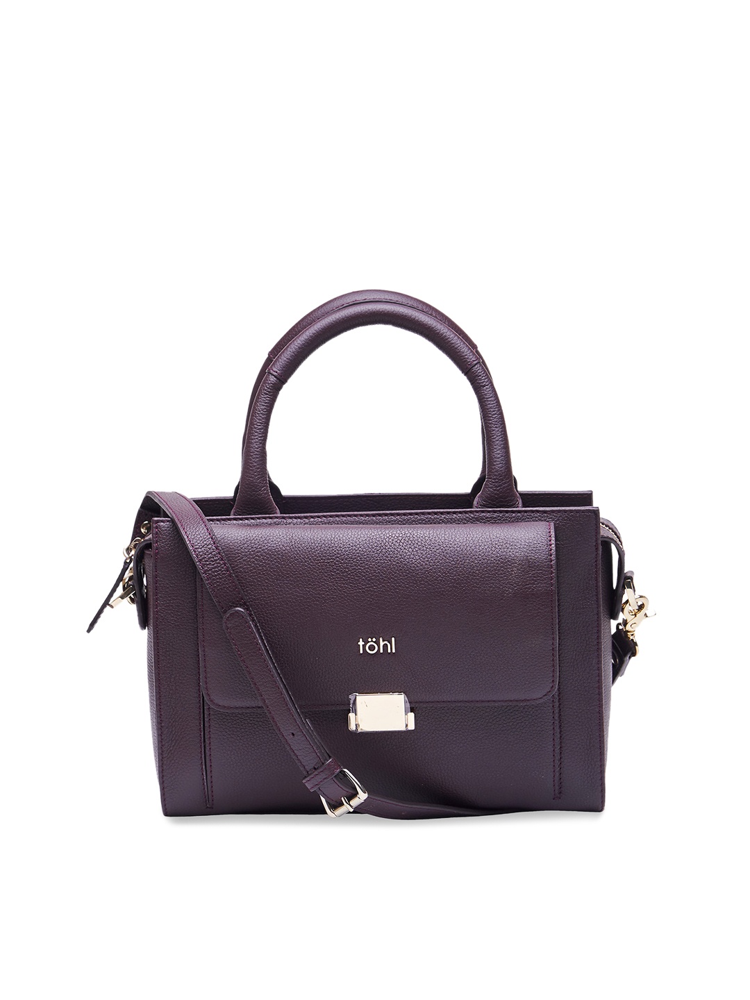 

tohl Burgundy Solid Leather Handheld Bag