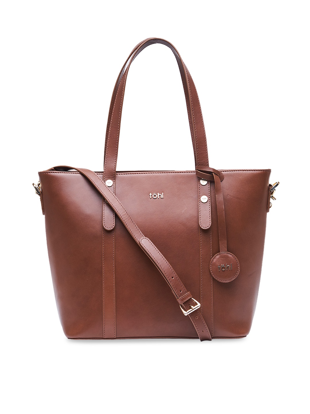 

tohl Tan Brown Solid Leather Shoulder Bag