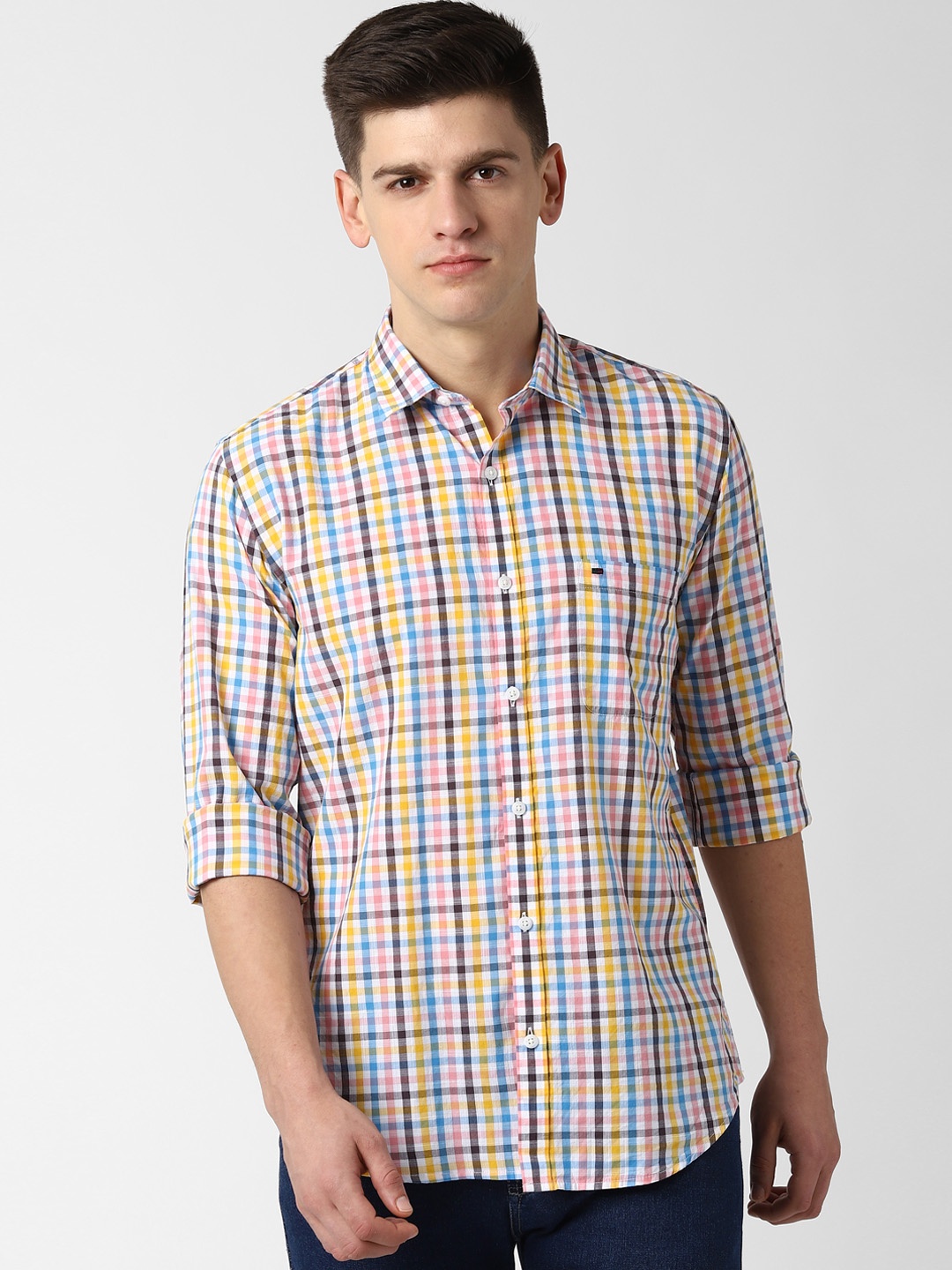 

Peter England Casuals Men Multicoloured Slim Fit Checked Casual Shirt, Multi