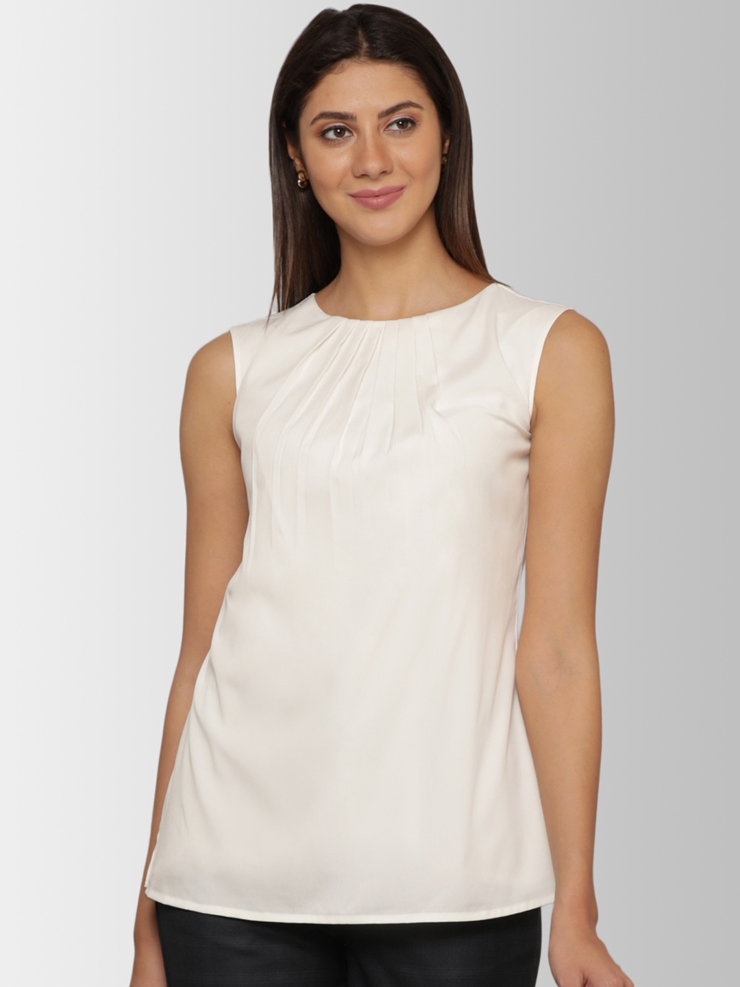 

FableStreet Women Off-White Solid Top
