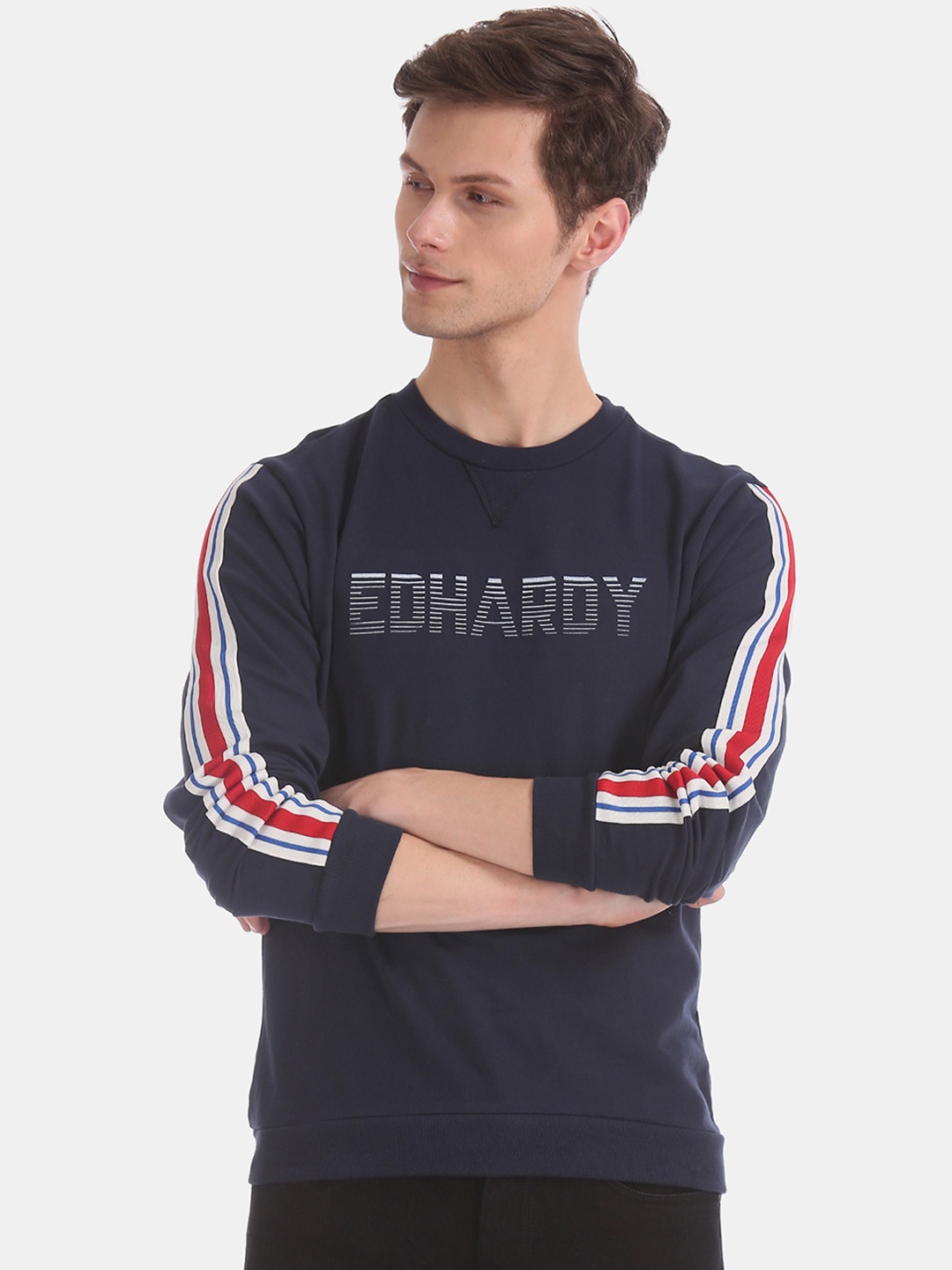 

Ed Hardy Men Blue Printed Pullover Sweatshirt