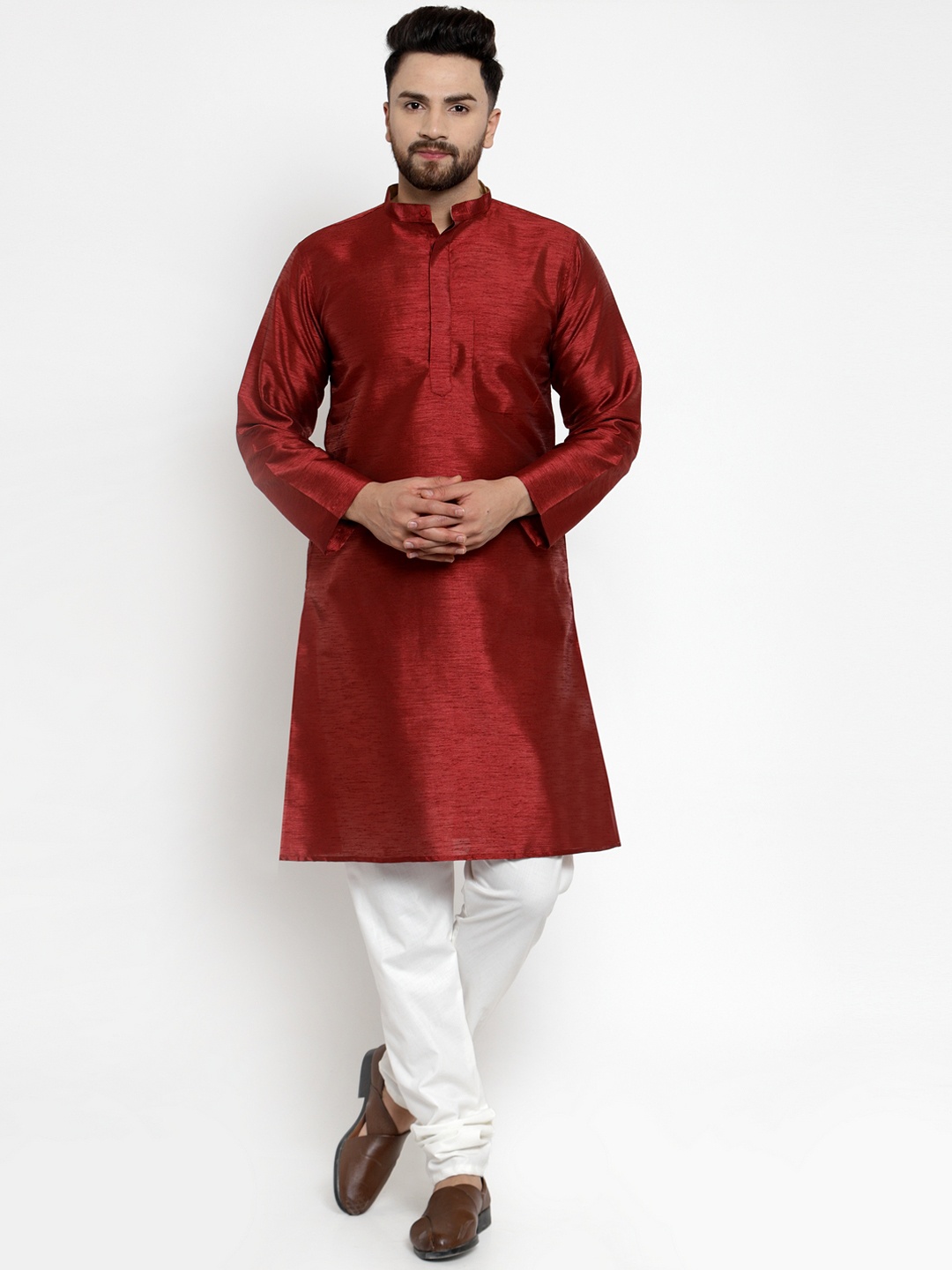 

NEUDIS Men Maroon Solid Straight Kurta