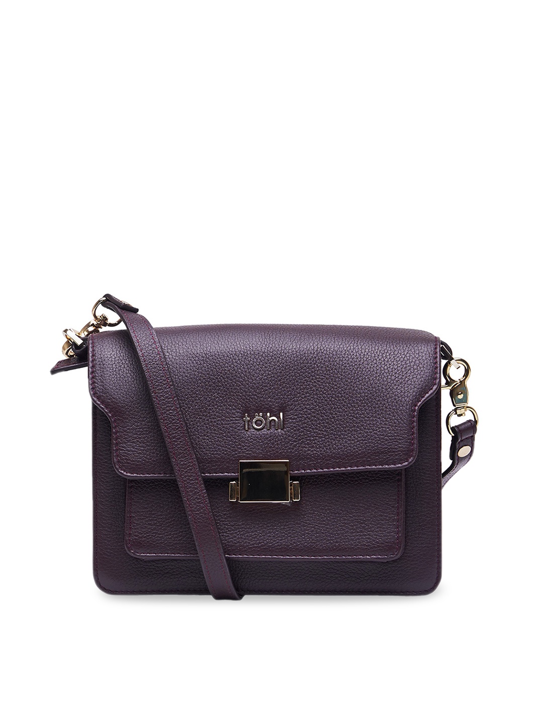 

tohl Burgundy Solid Leather Sling Bag