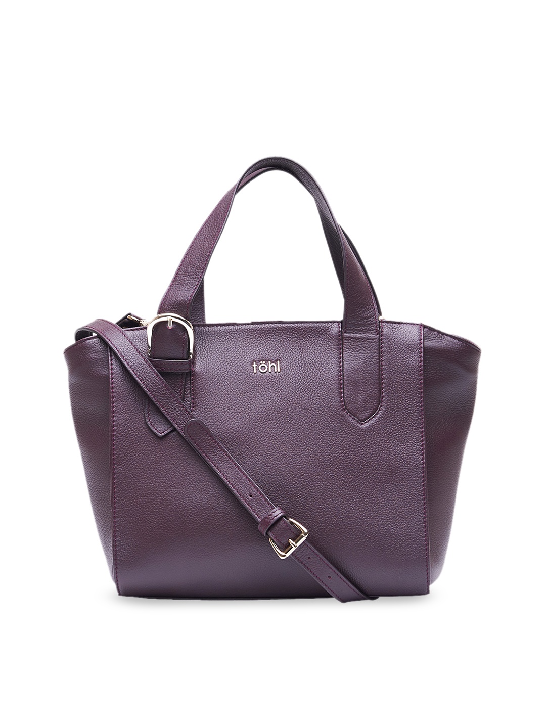 

tohl Purple Solid Leather Handheld Bag