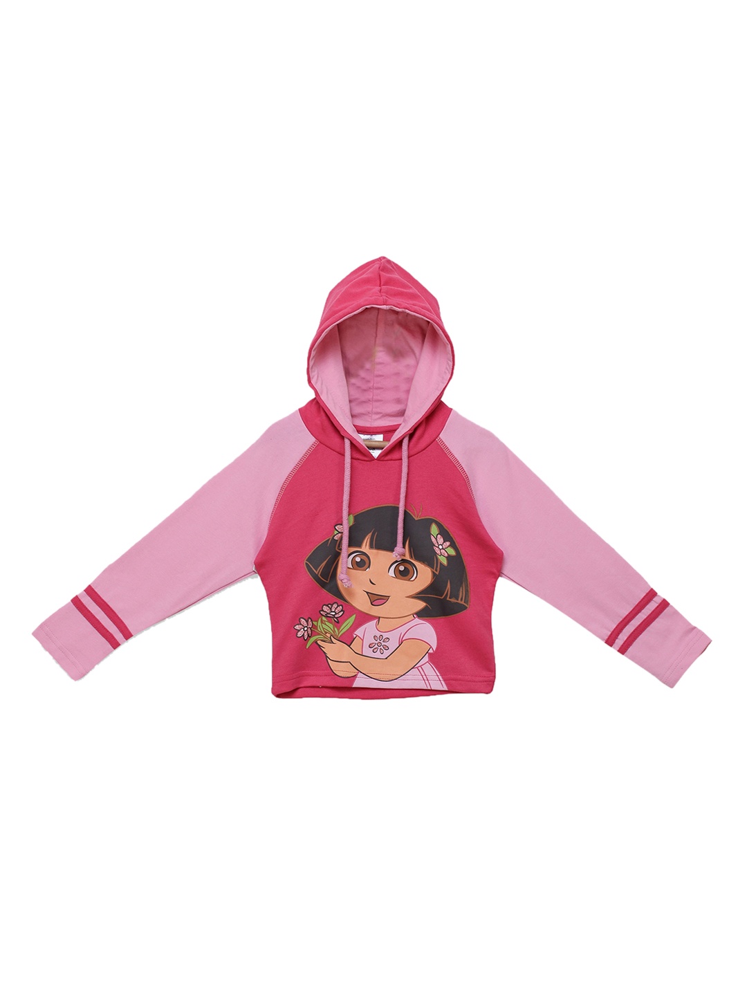 

toothless Girls Pink Dora Printed Hooded Sweatshirt