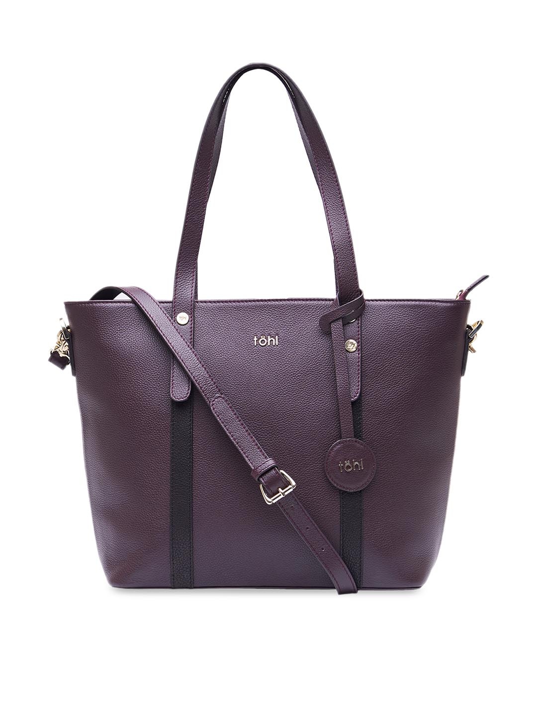 

tohl Burgundy Solid Leather Shoulder Bag