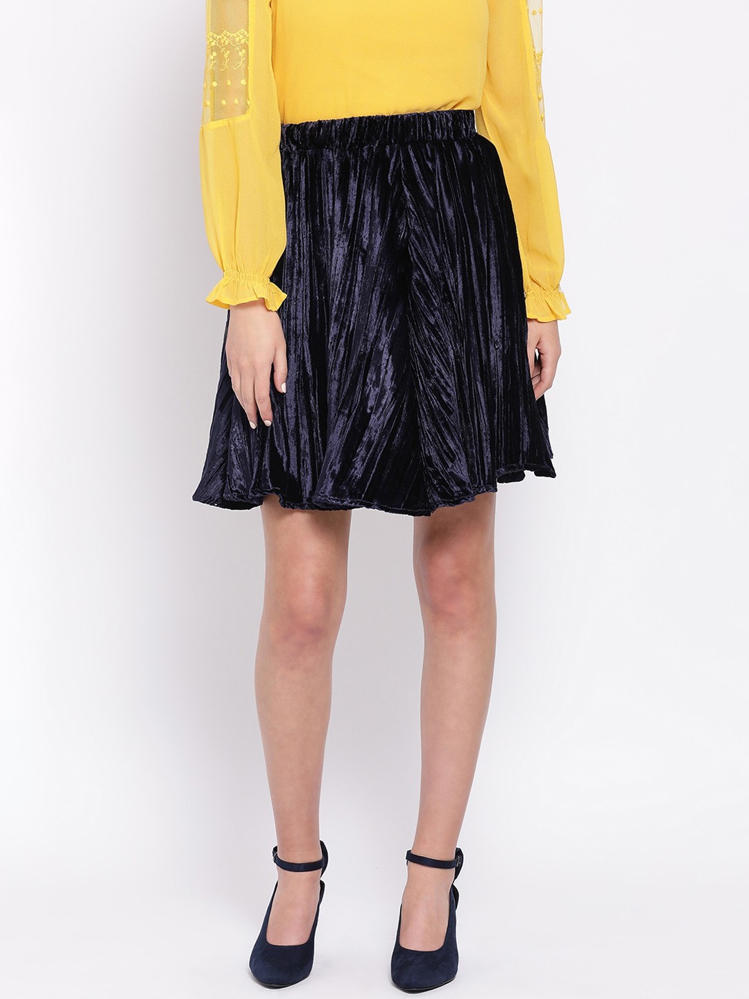 

Oxolloxo Women Navy Blue Solid A-Line Skirt