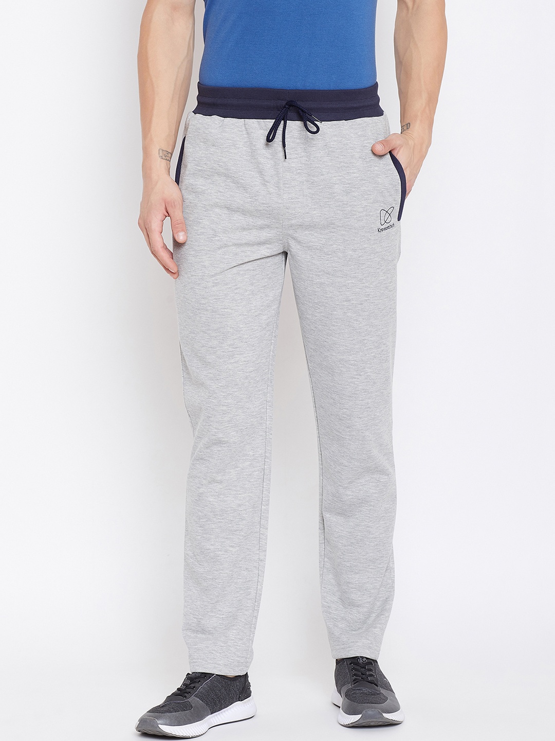 

KROSSSTITCH Men Grey Self-Design Slim Fit Track Pants