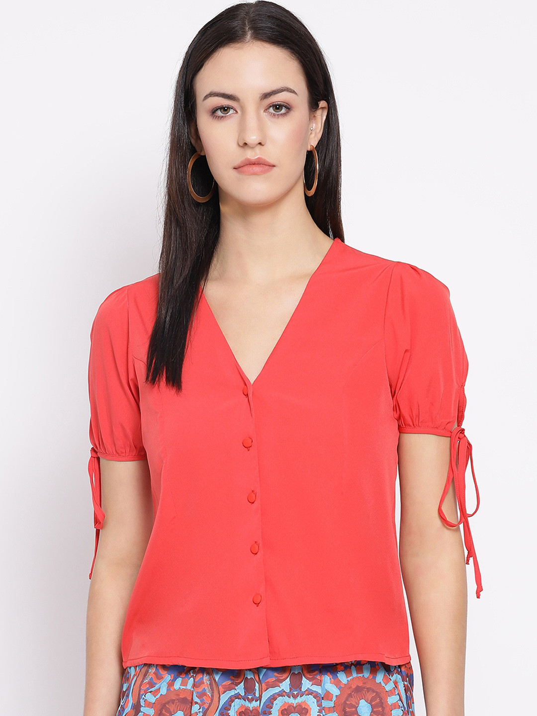 

Oxolloxo Women Coral Red Solid Top