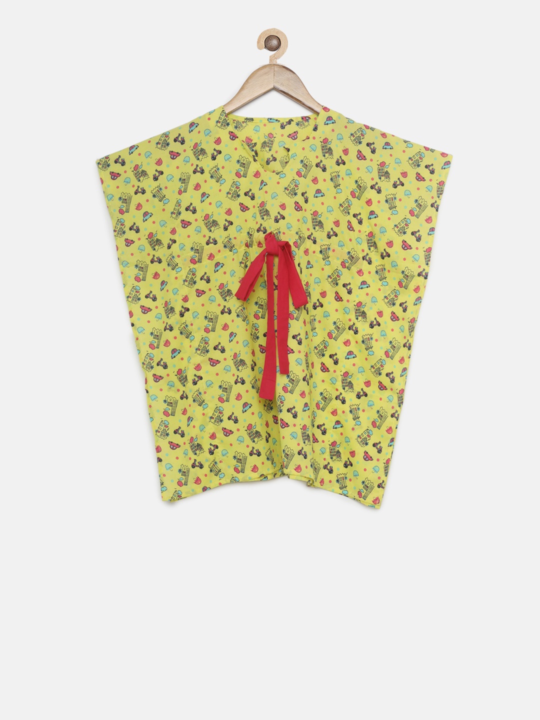 

The Kaftan Company Girls Yellow & Pink Printed Kaftan Nightdress