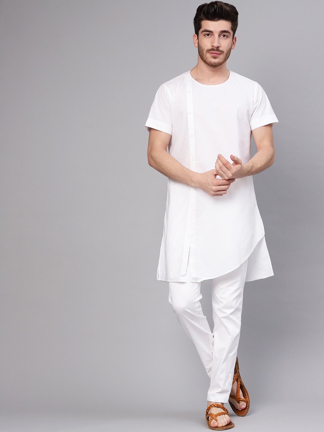 

See Designs Men White Solid Kurta with Trousers