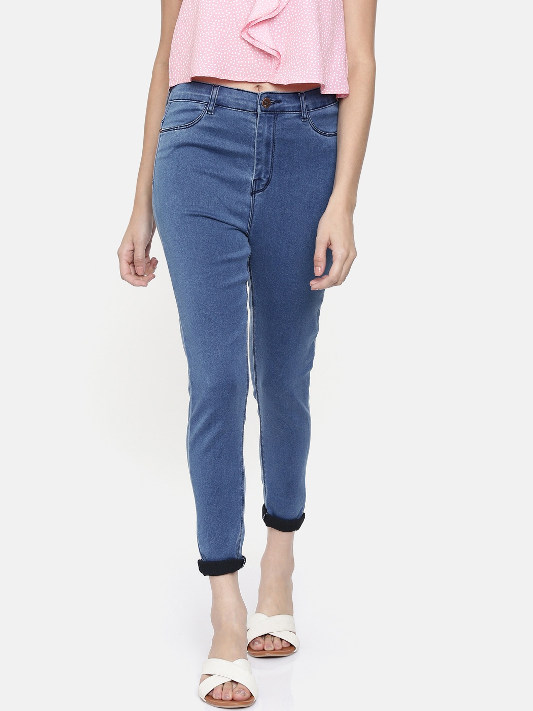 

ZHEIA Women Blue Skinny Fit High-Rise Clean Look Jeans