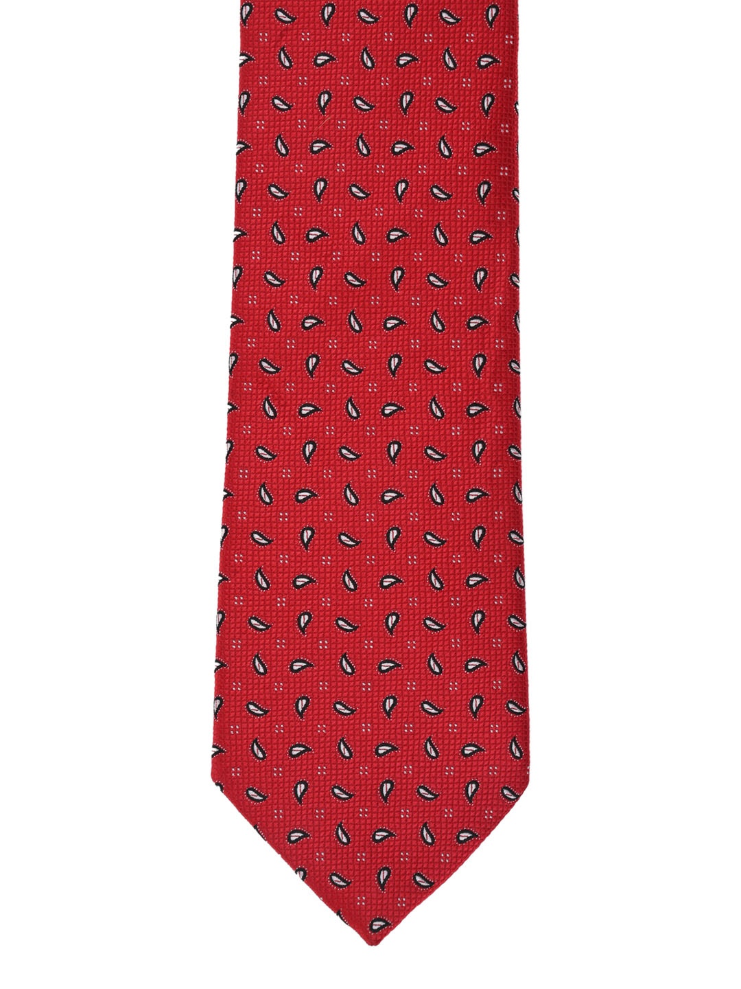 Calvadoss Red & Black Woven Design Broad Tie