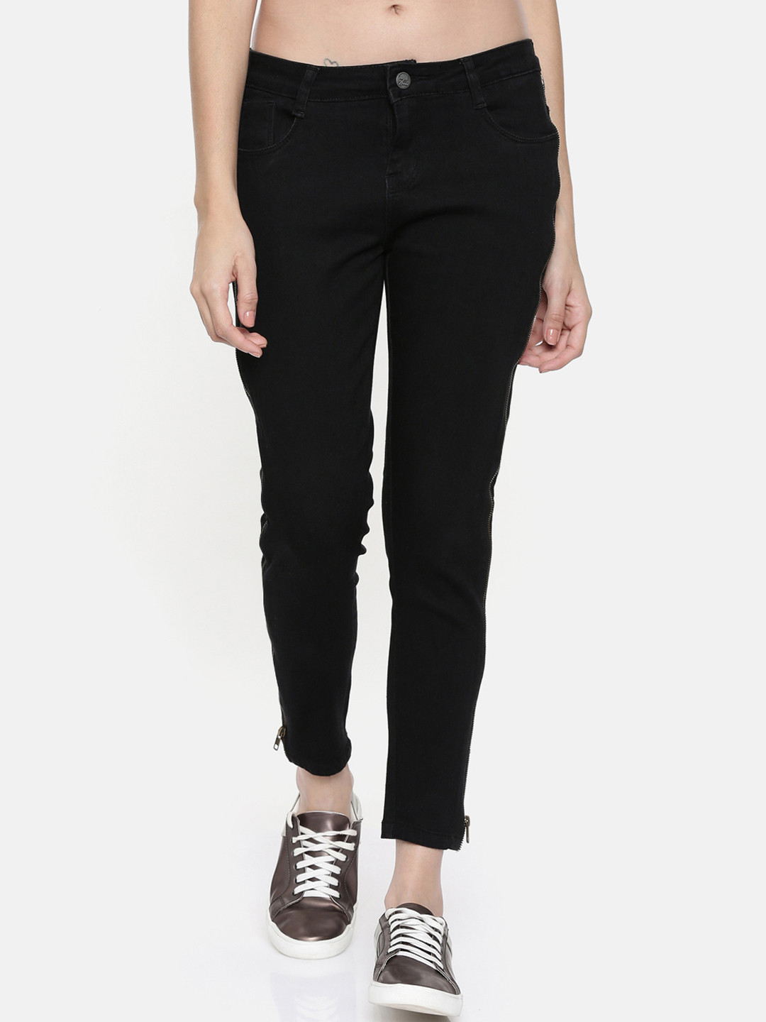 

ZHEIA Women Black Skinny Fit Mid-Rise Clean Look Jeans