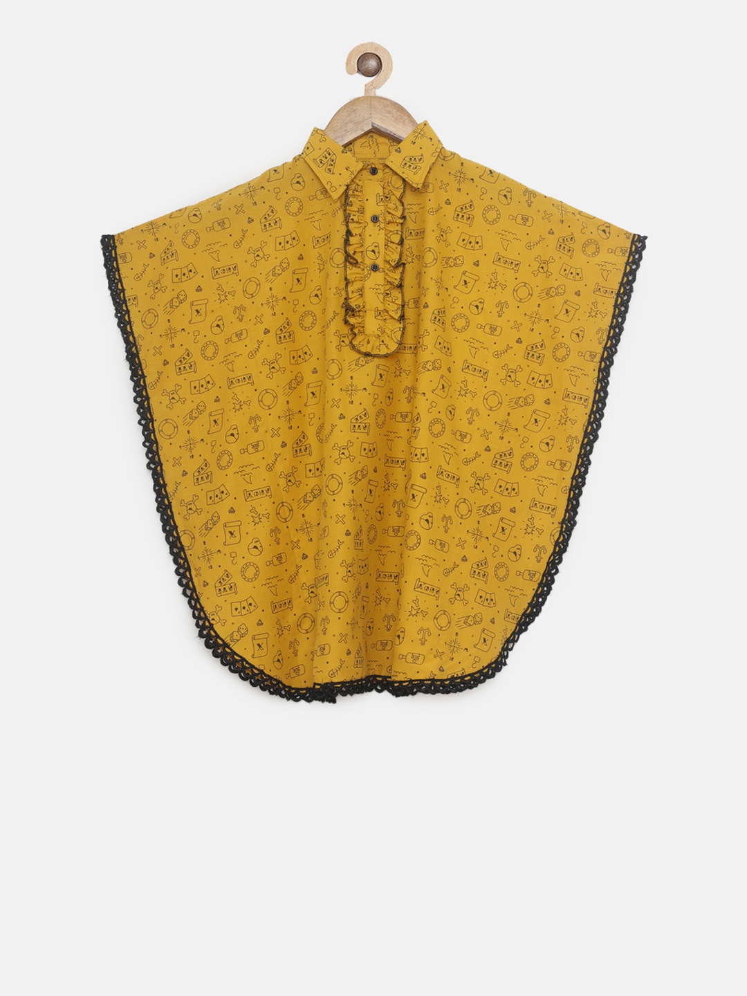 

The Kaftan Company Girls Mustard Yellow Printed Kaftan Top