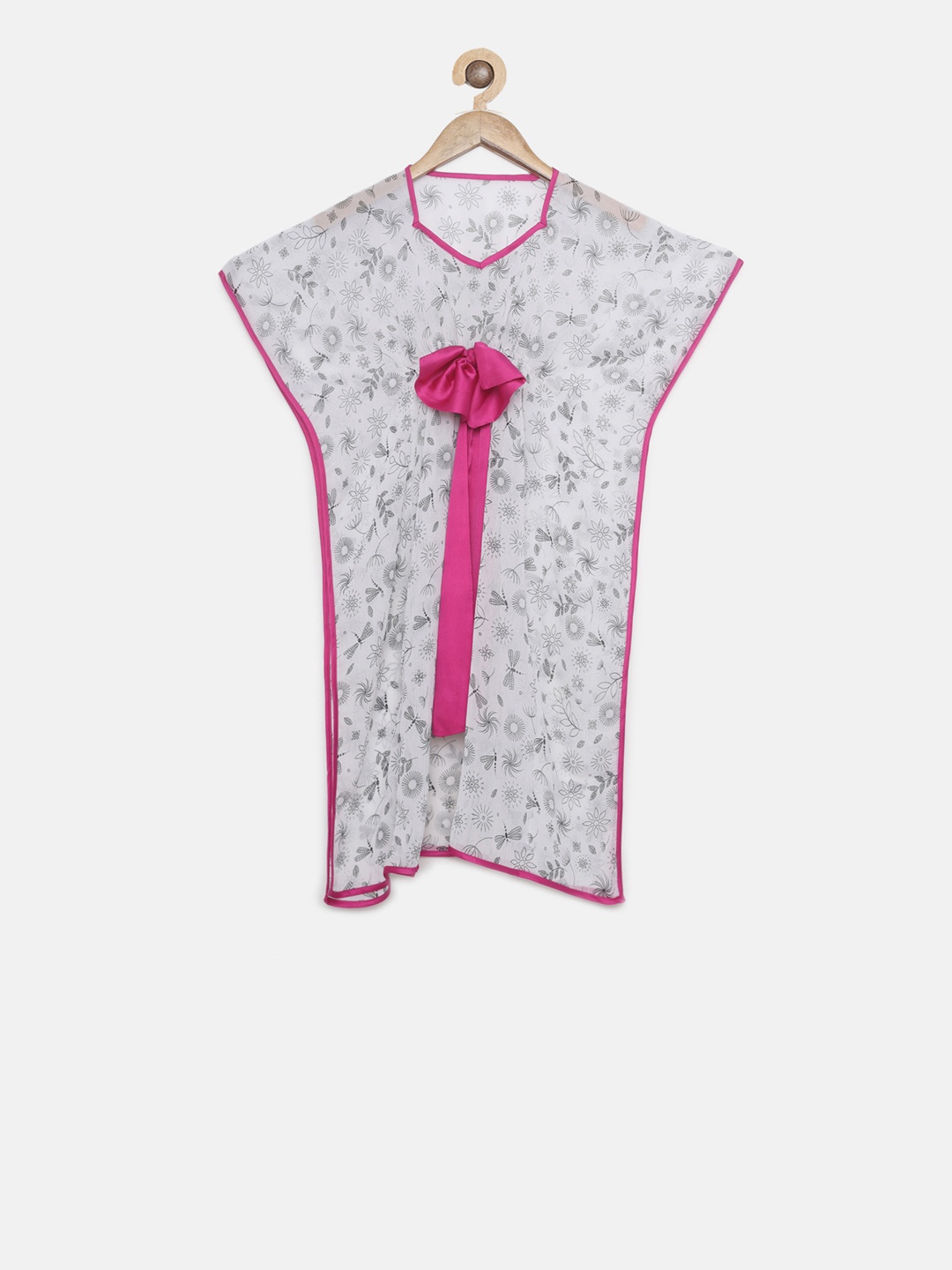 

The Kaftan Company Girls White & Grey Floral Printed Kaftan Dress