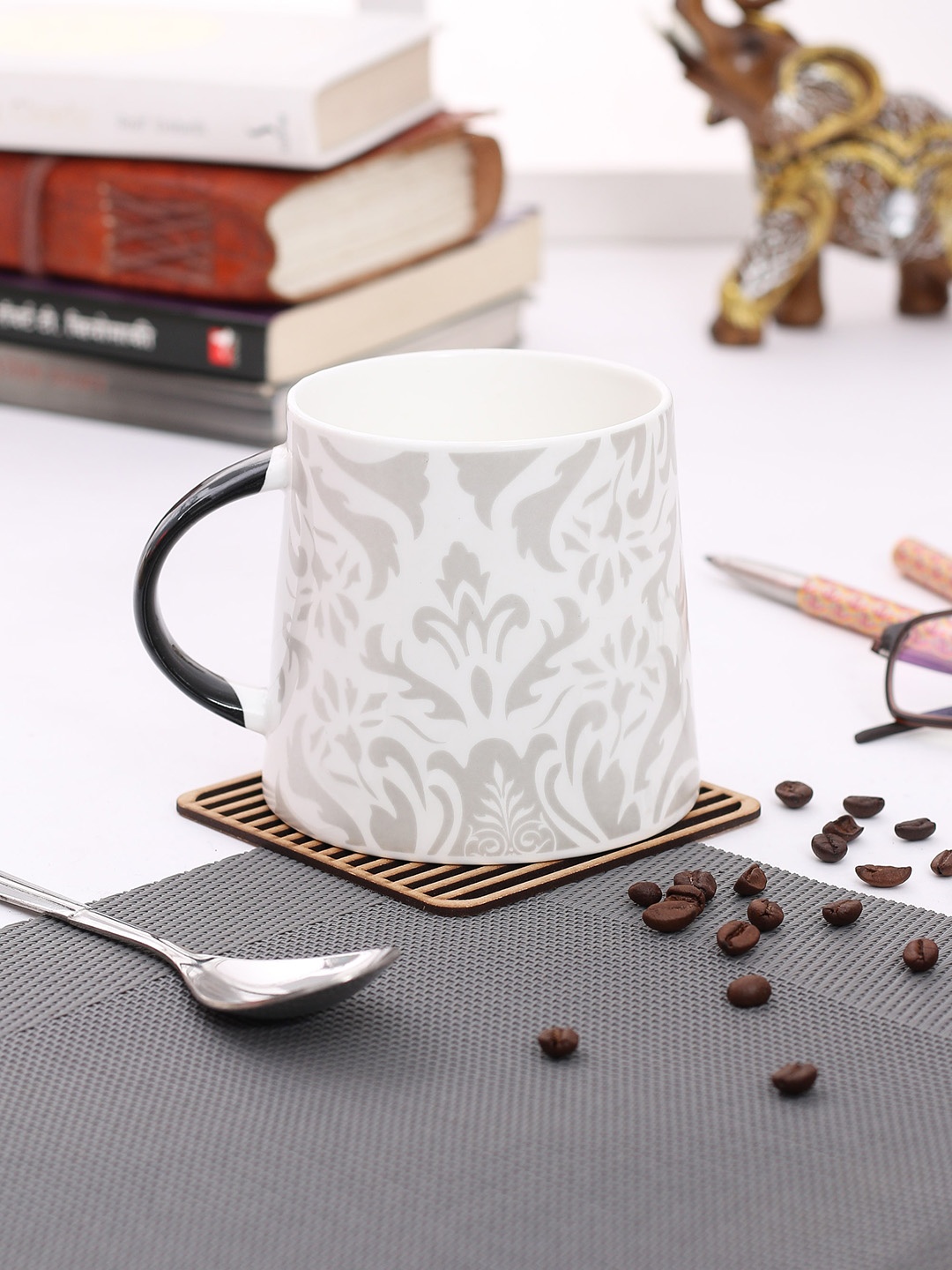

JCPL Fine Porcelain White 2 Pieces Printed Mugs Set