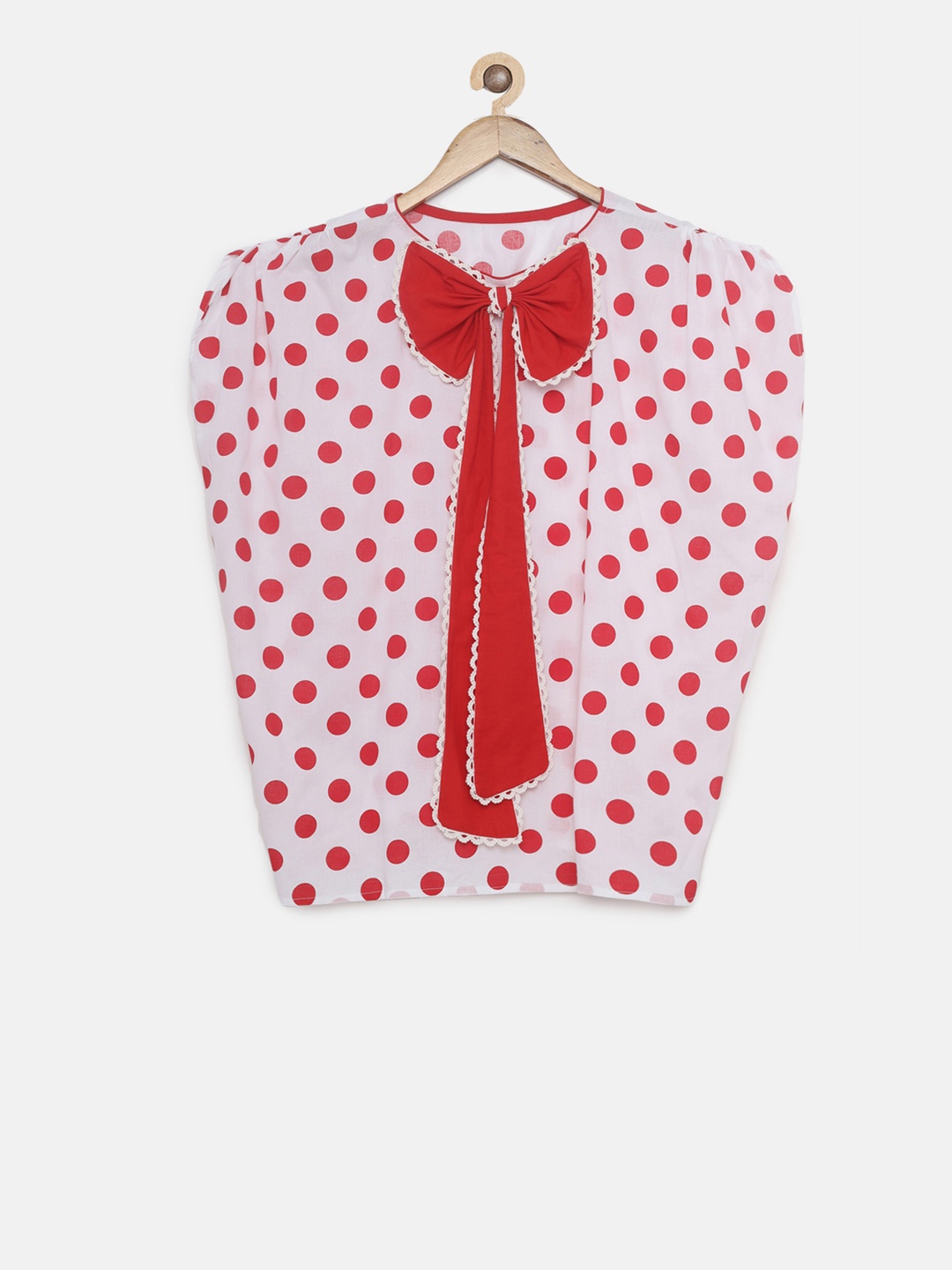 

The Kaftan Company Girls White & Red Polka Dots Printed A-Line Dress