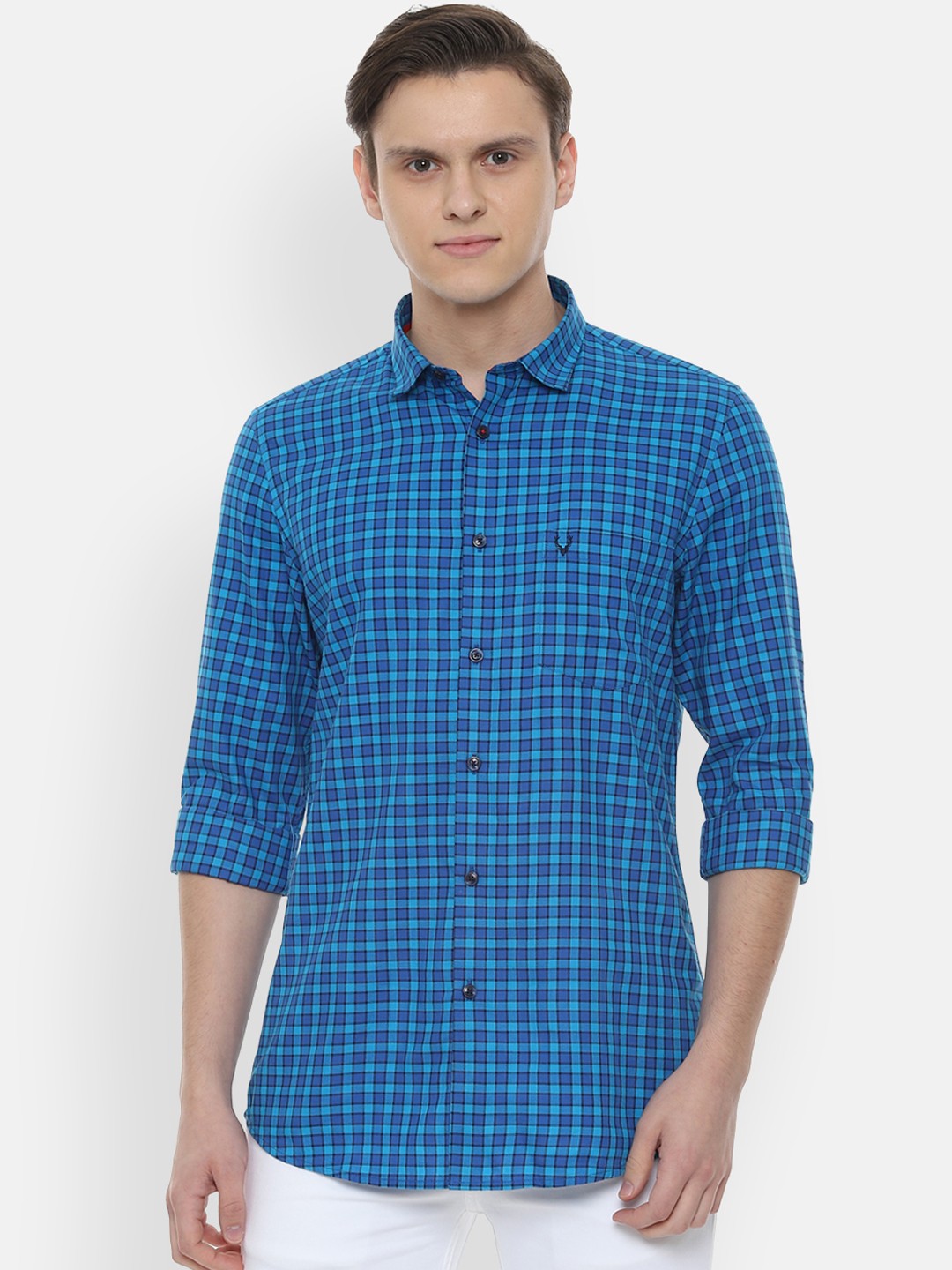 

Allen Solly Men Blue Slim Fit Checked Casual Shirt