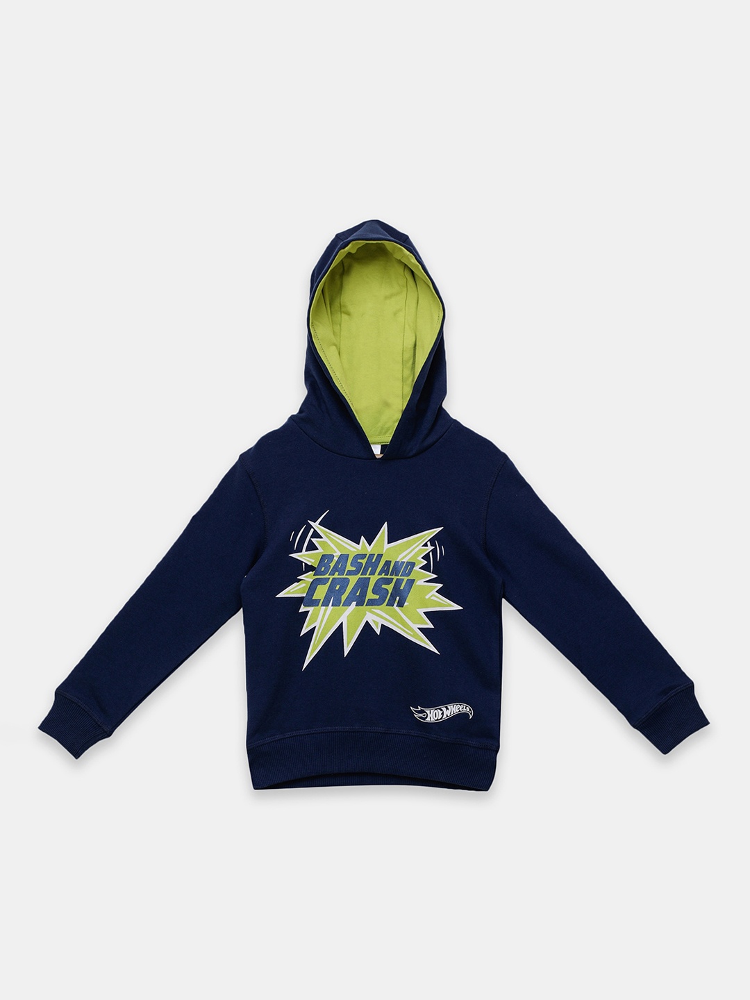 

toothless Boys Navy Blue & Green Hot Wheels Printed Hooded Sweatshirt