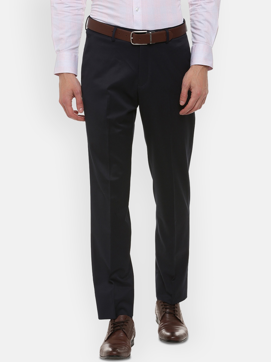 

Louis Philippe Permapress Men Black Regular Fit Solid Formal Trousers