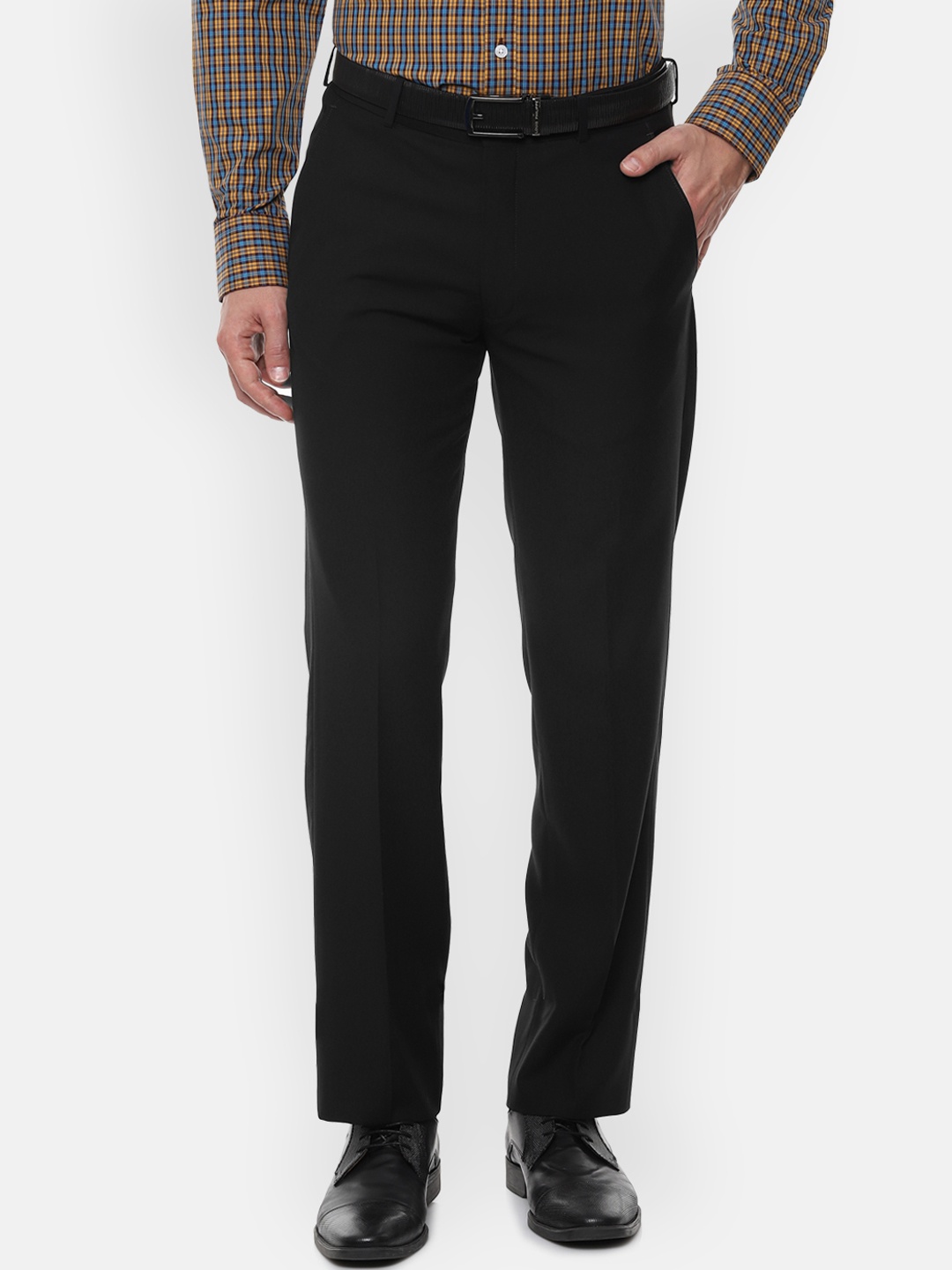 

Louis Philippe Men Black Regular Fit Solid Formal Trousers