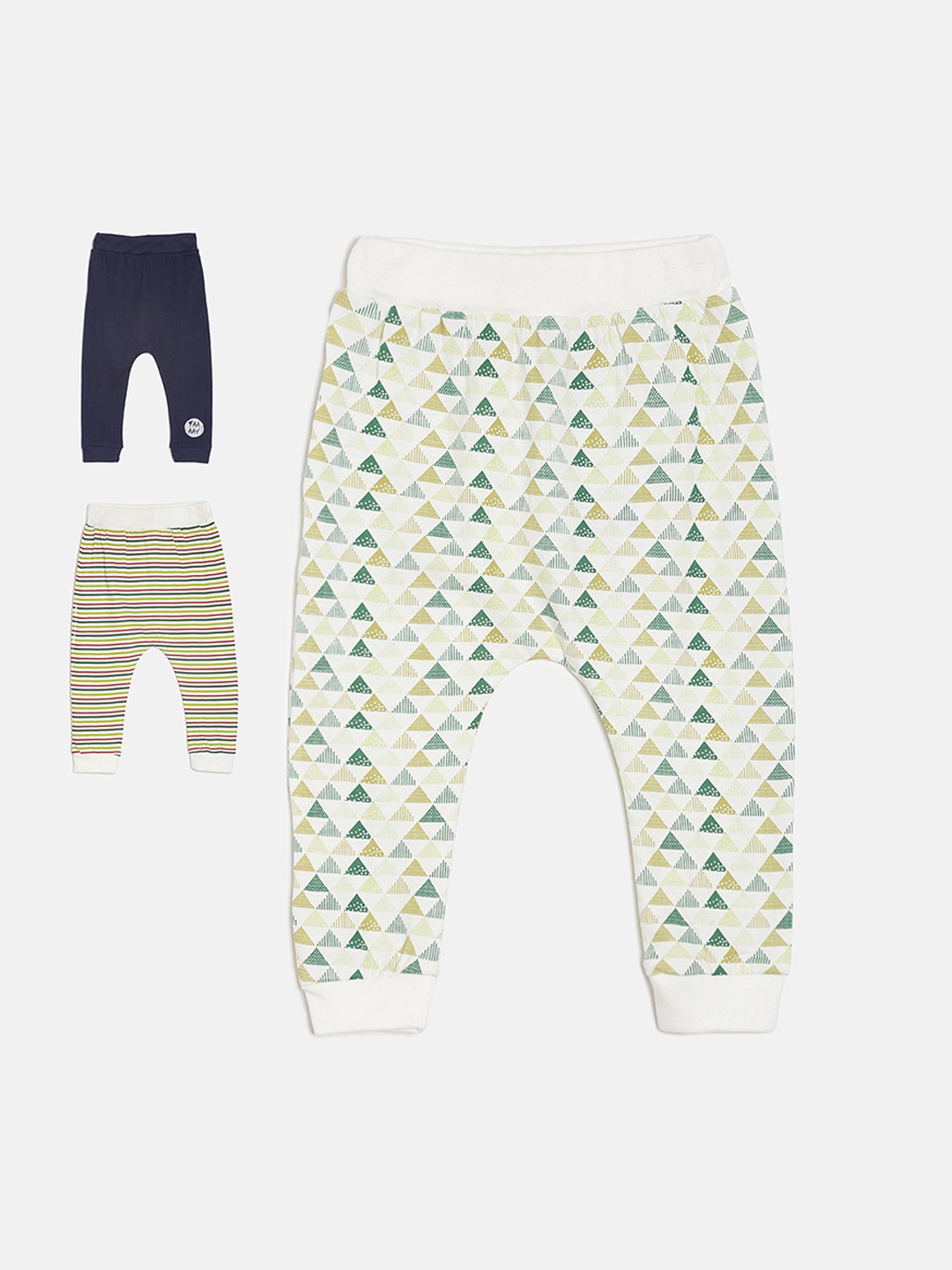 

MINI KLUB Boys Pack of 3 Navy Blue & White Printed Lounge Pants