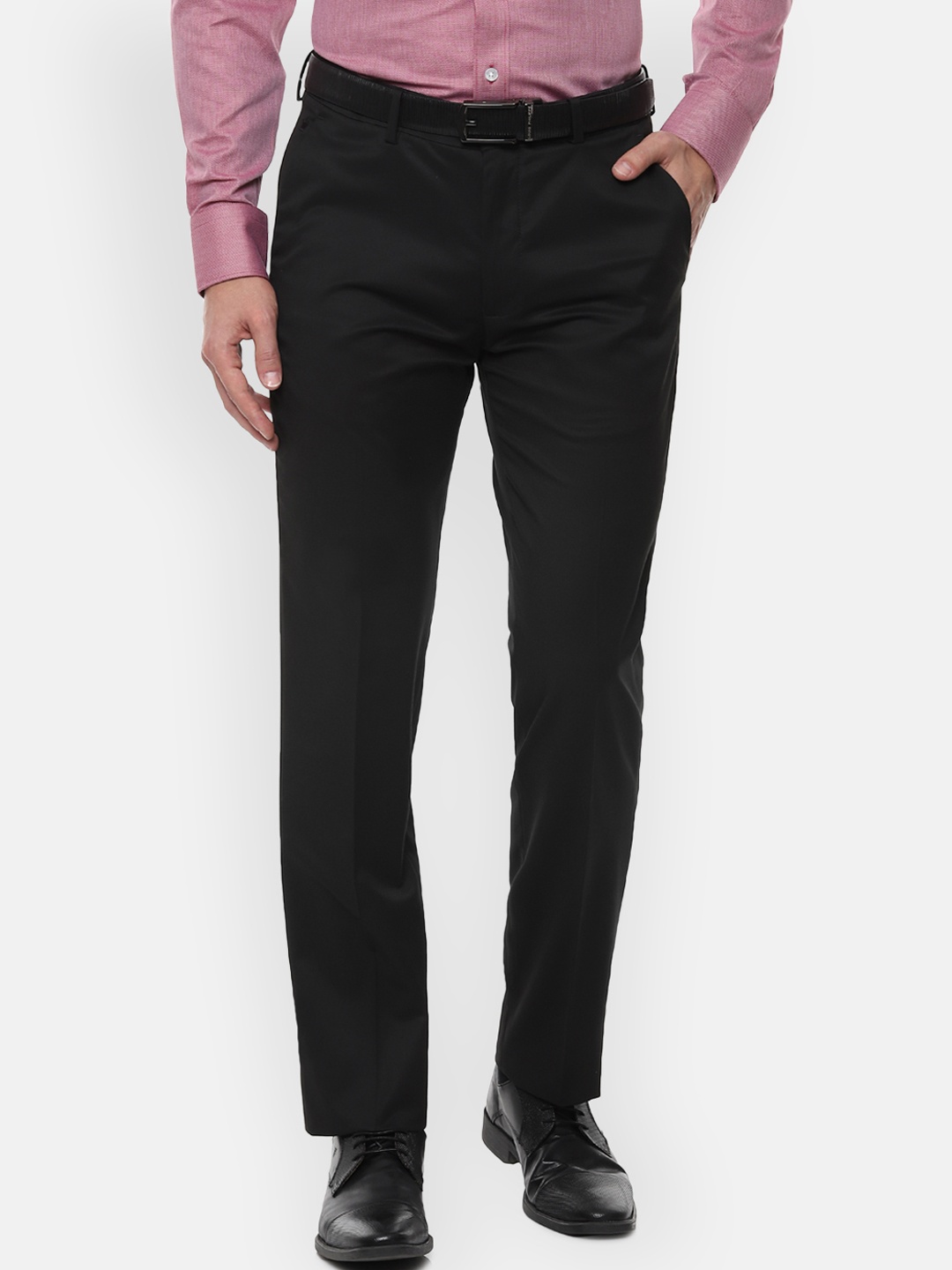 

Louis Philippe Permapress Men Black Slim Fit Solid Formal Trousers